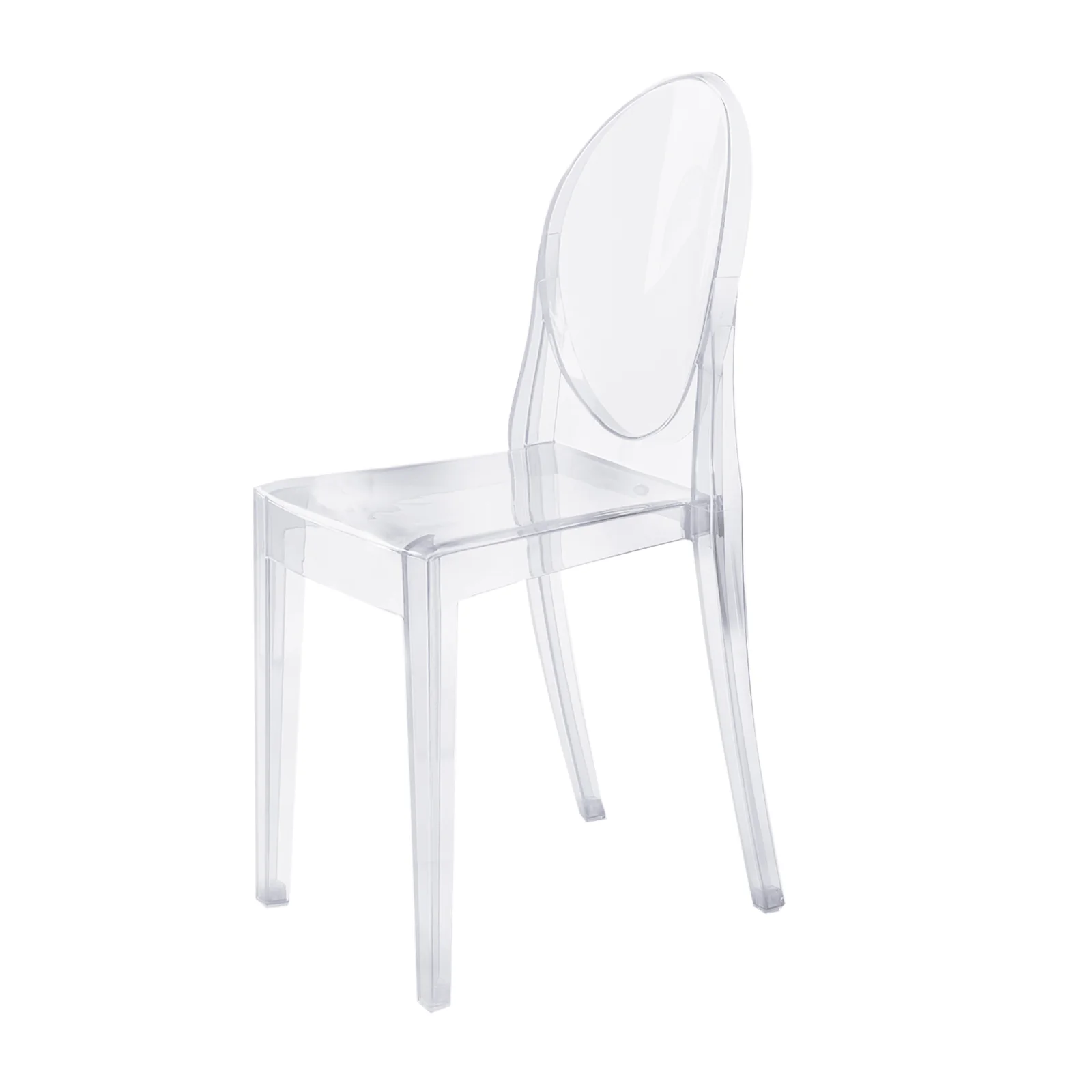 8 Pack Stackable Clear Acrylic Ghost Banquet Chairs with Oval Back, Fully Assembled Armless Event Accent Chair - Image 7