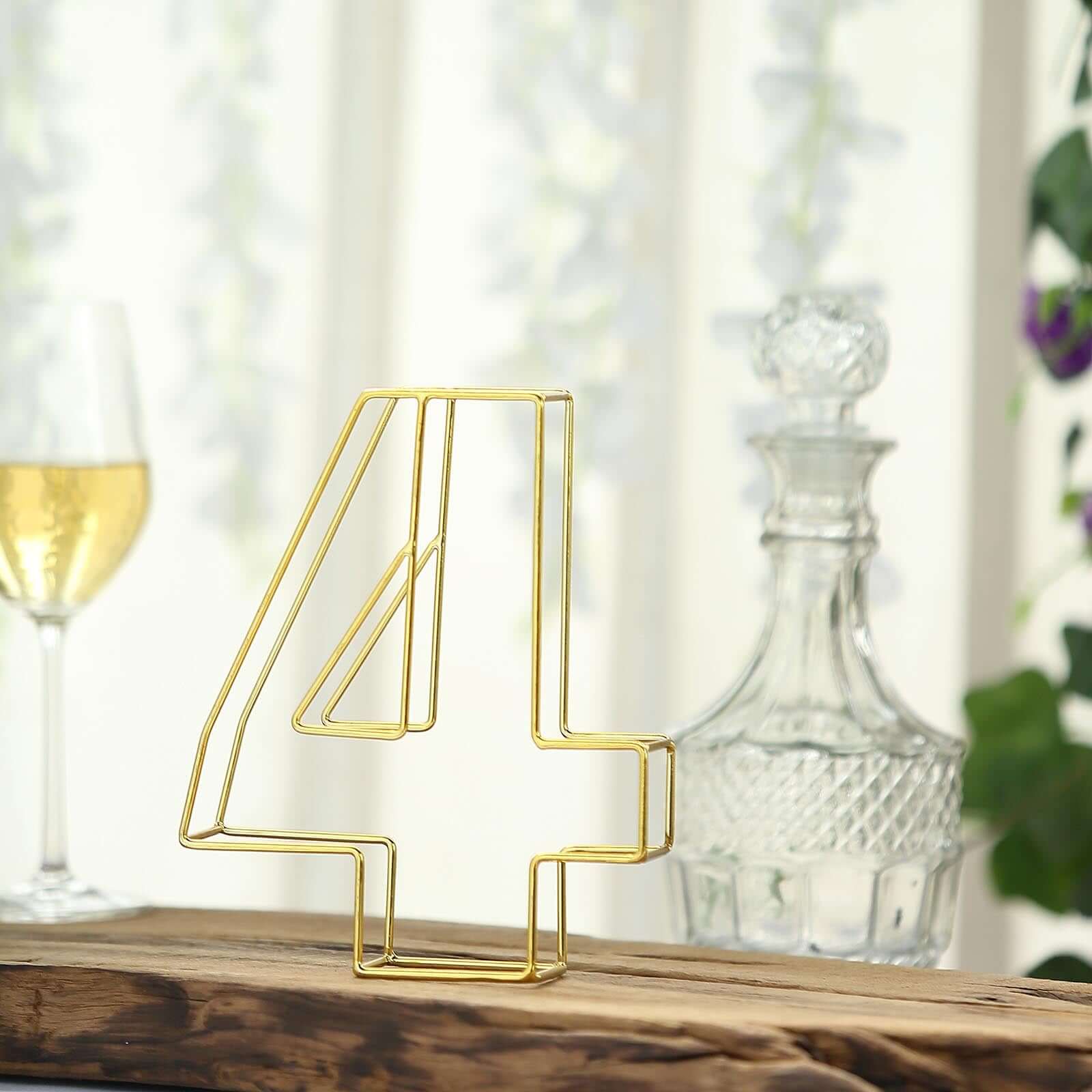 Gold Freestanding 3D Decorative Metal Wire "4" Numbers, Wedding Table Numbers 8" Tall - Image 2