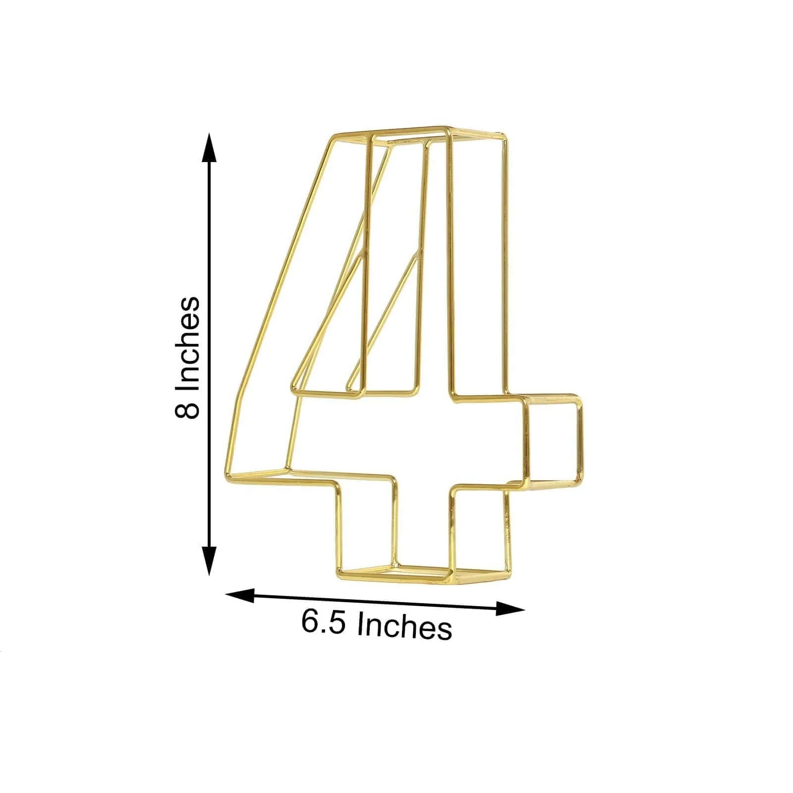 Gold Freestanding 3D Decorative Metal Wire "4" Numbers, Wedding Table Numbers 8" Tall - Image 3
