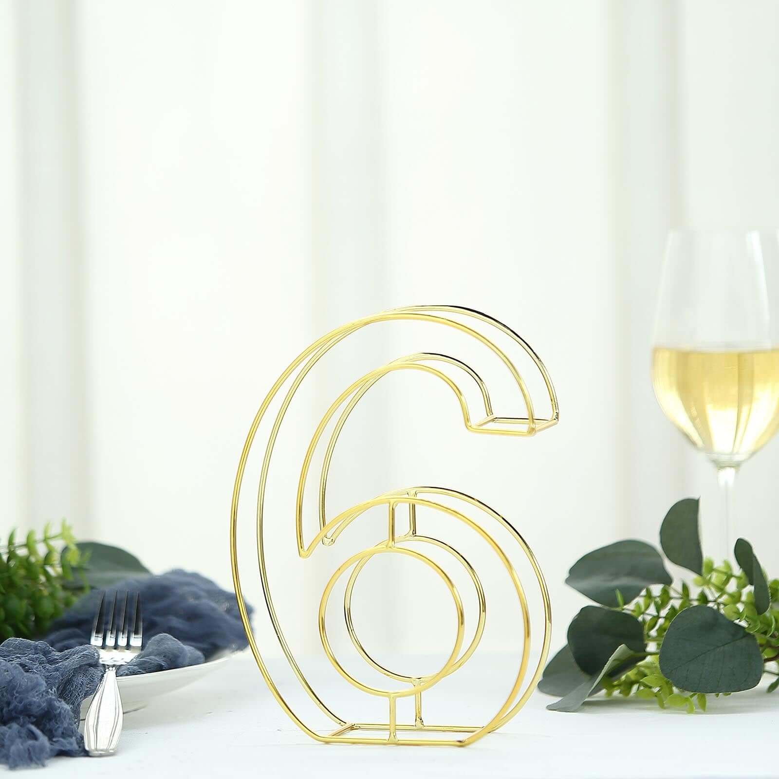 Gold Freestanding 3D Decorative Metal Wire "6" Numbers, Wedding Table Numbers 8" Tall