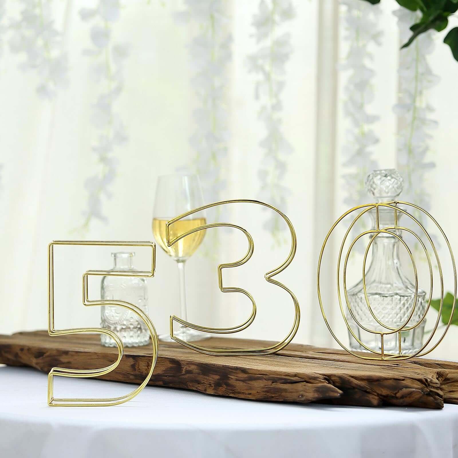 Gold Freestanding 3D Decorative Metal Wire "6" Numbers, Wedding Table Numbers 8" Tall - Image 11