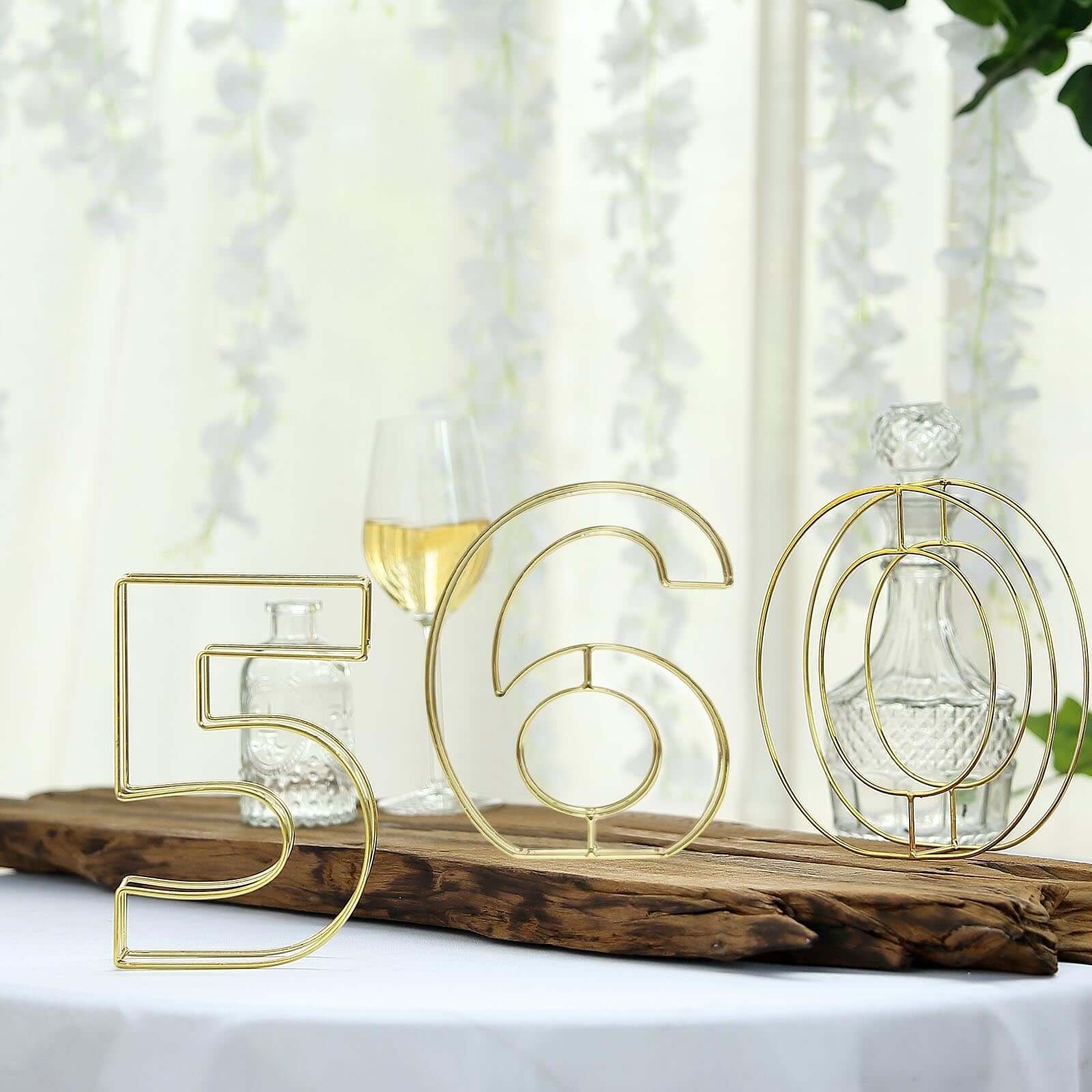 Gold Freestanding 3D Decorative Metal Wire "6" Numbers, Wedding Table Numbers 8" Tall - Image 6