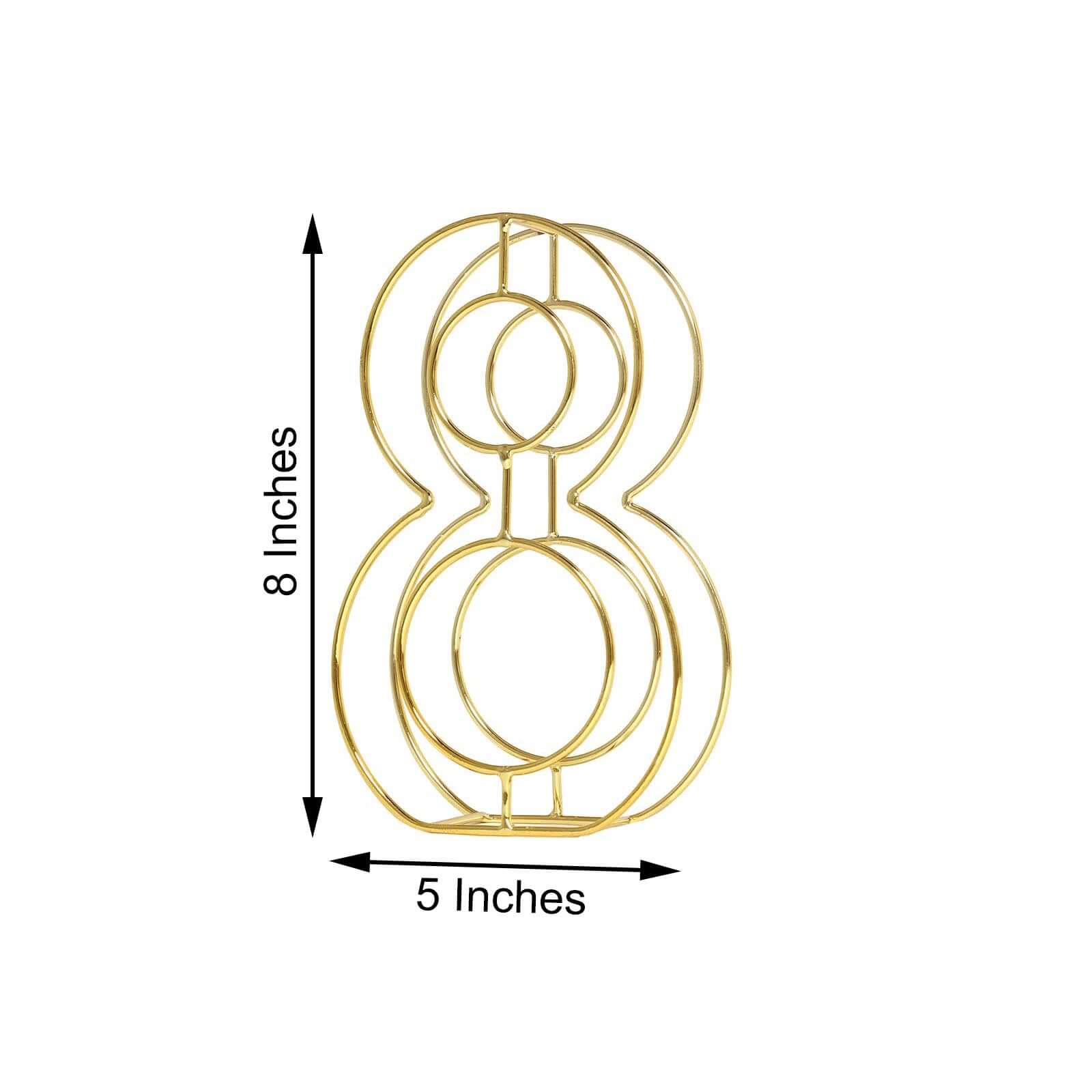 Gold Freestanding 3D Decorative Metal Wire "8" Numbers, Wedding Table Numbers 8" Tall - Image 3