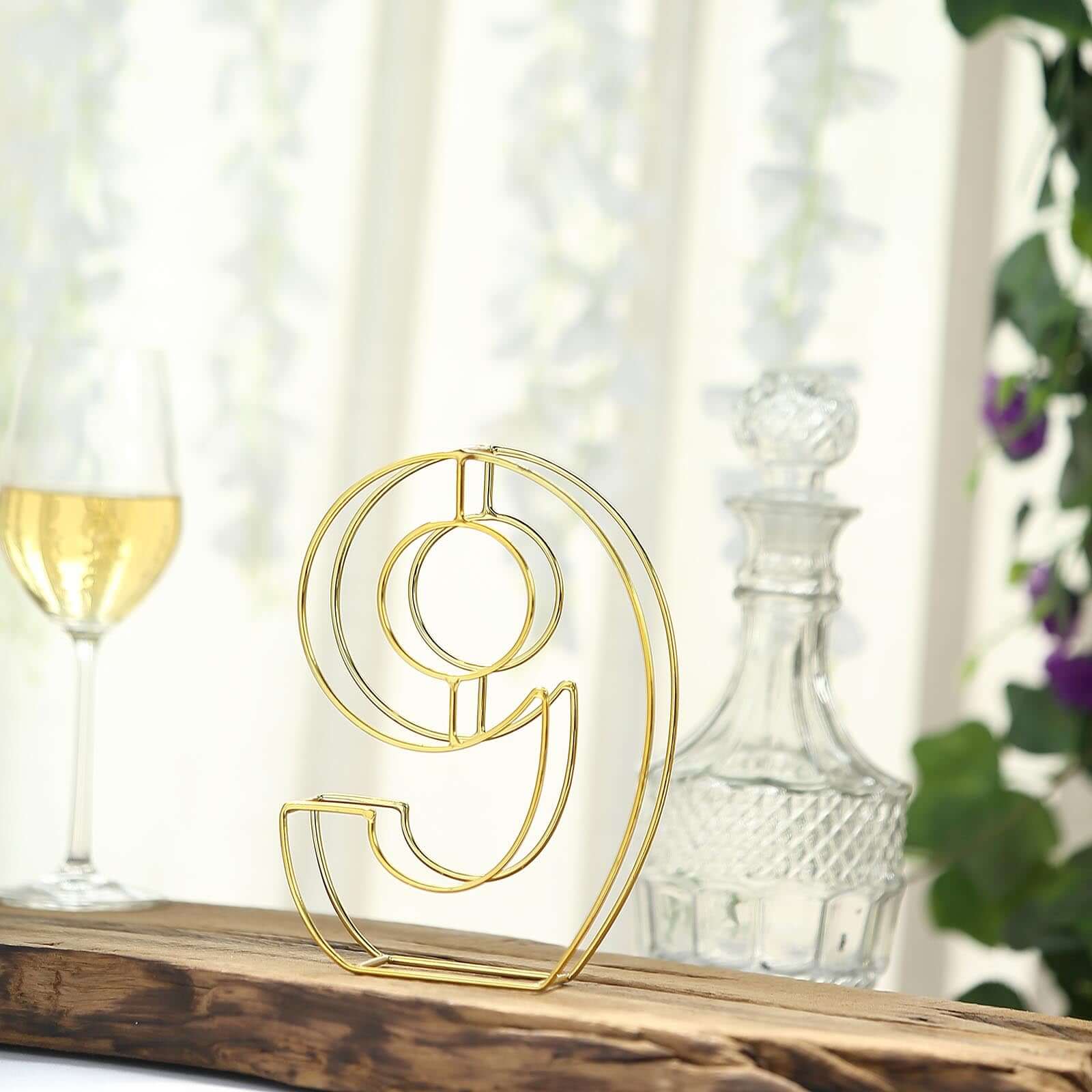 Gold Freestanding 3D Decorative Metal Wire "9" Numbers, Wedding Table Numbers 8" Tall - Image 2