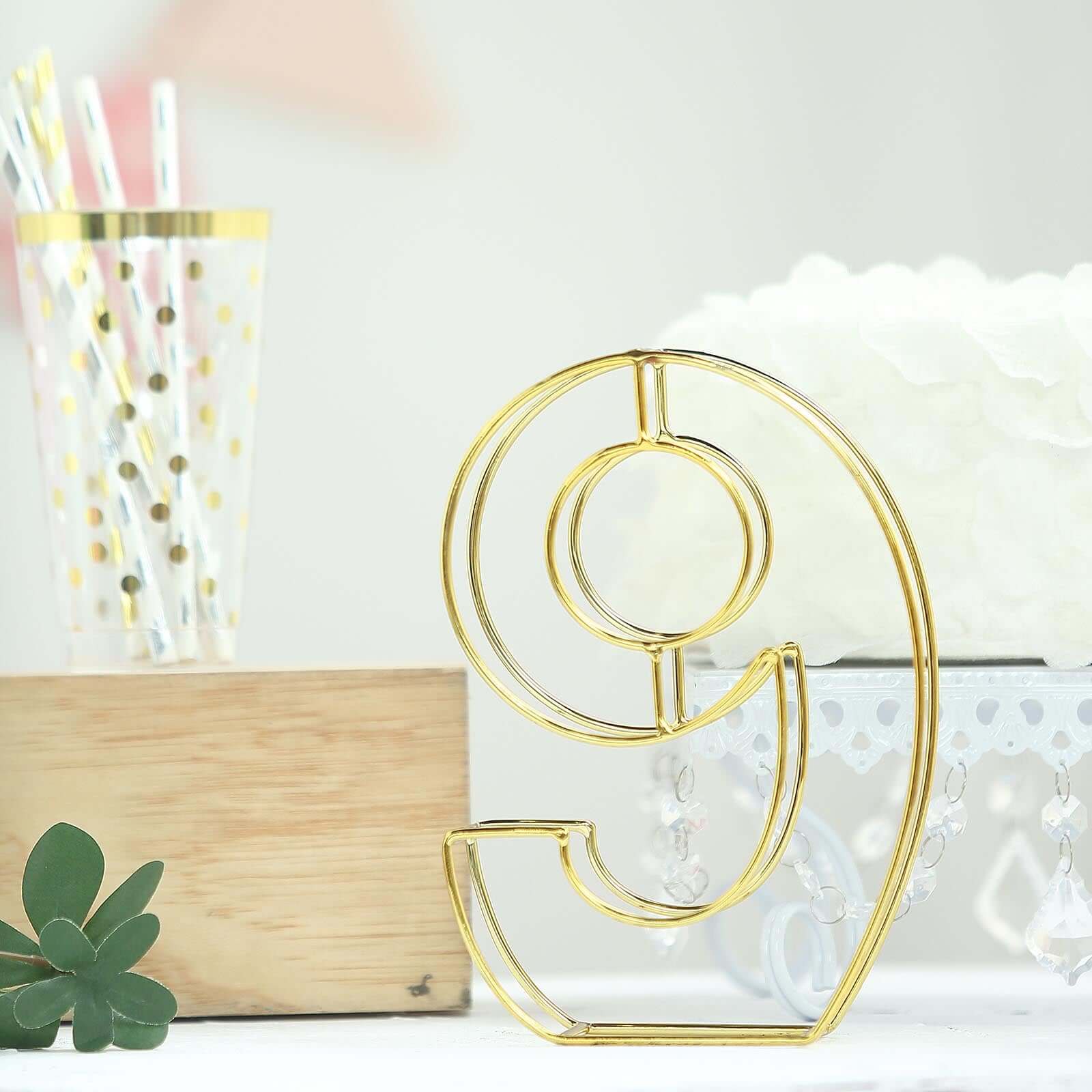 Gold Freestanding 3D Decorative Metal Wire "9" Numbers, Wedding Table Numbers 8" Tall - Image 7