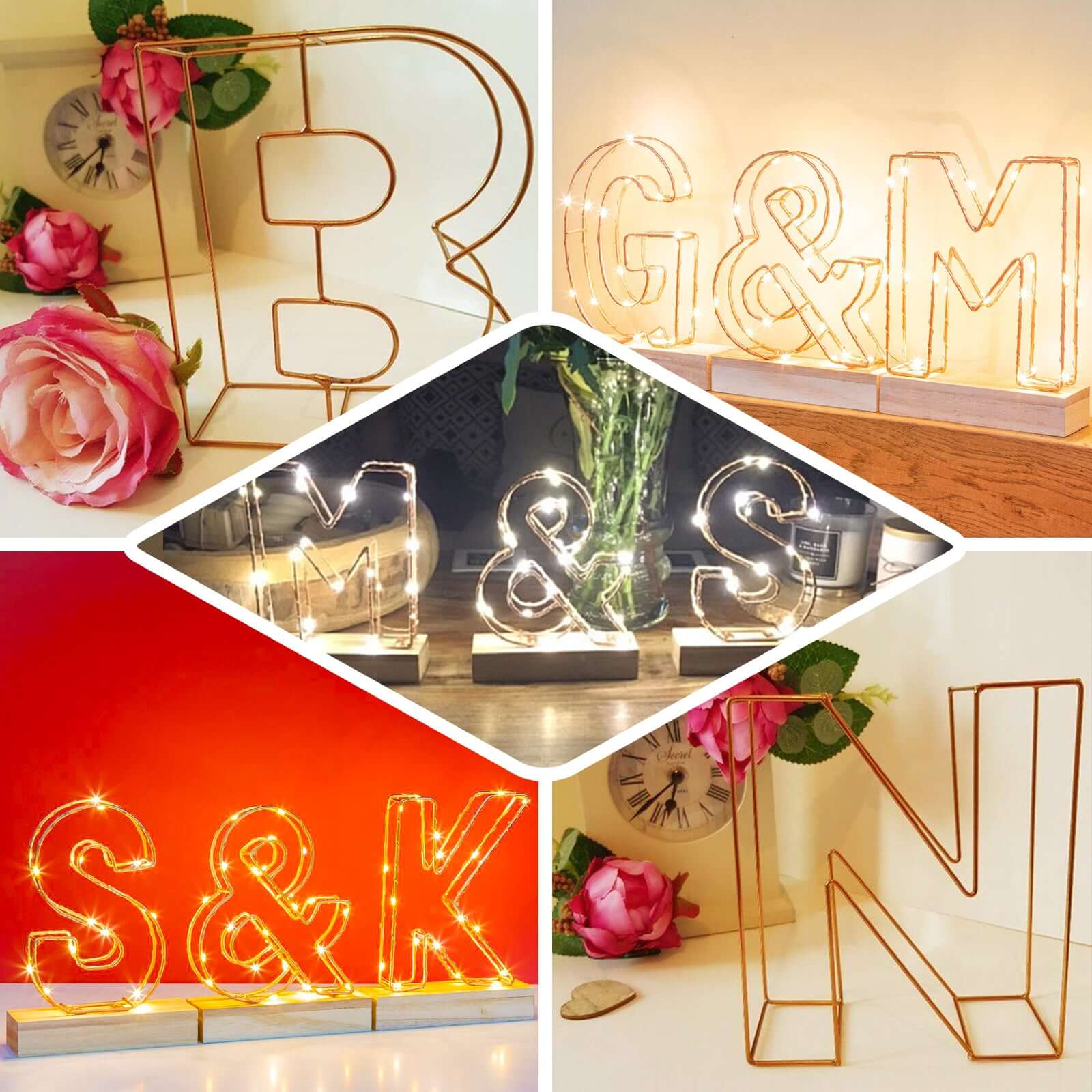 Gold Freestanding 3D Decorative Wire "D" Letter, Wedding Centerpiece 8" Tall - Image 5