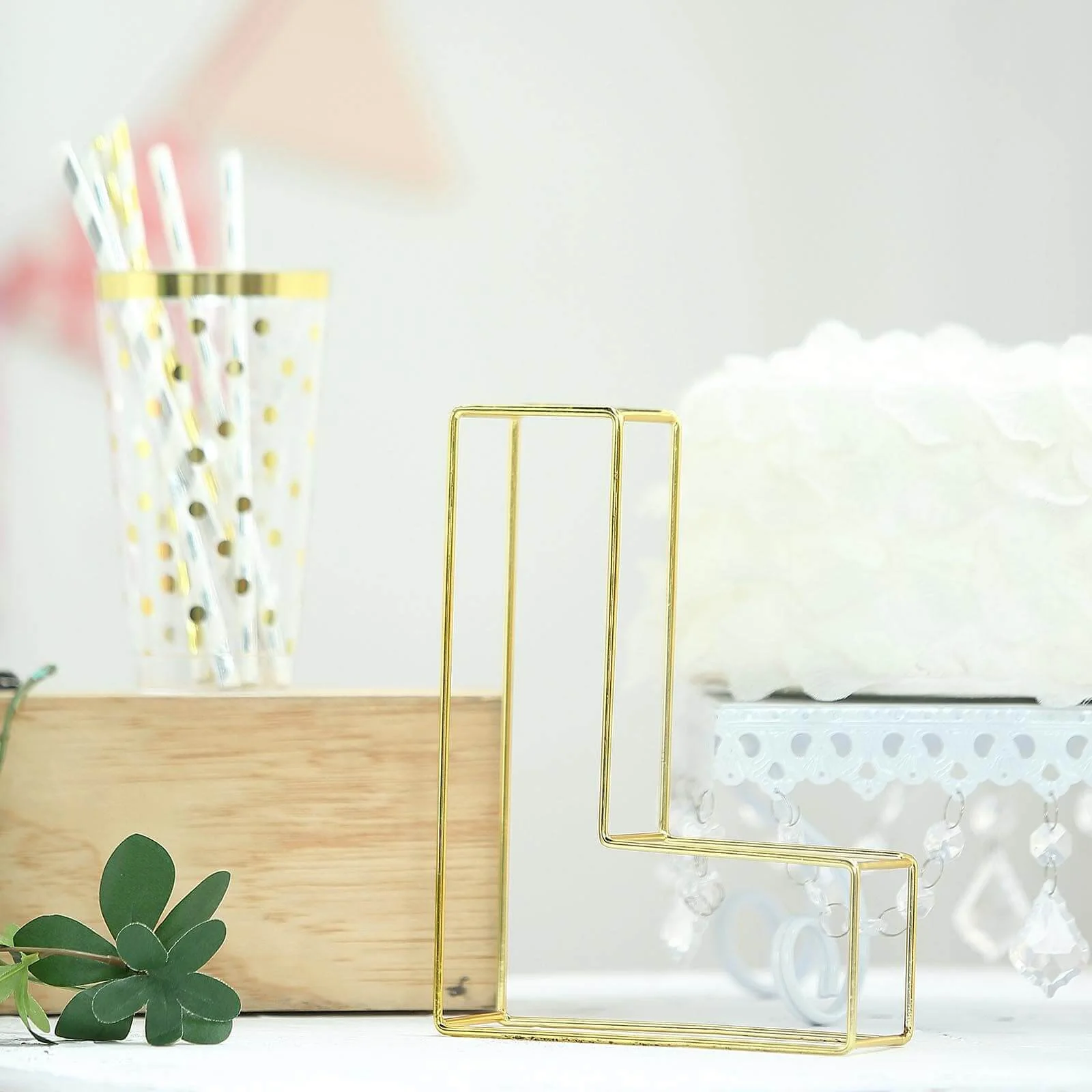 Gold Freestanding 3D Decorative Wire "L" Letter, Wedding Centerpiece 8" Tall - Image 9