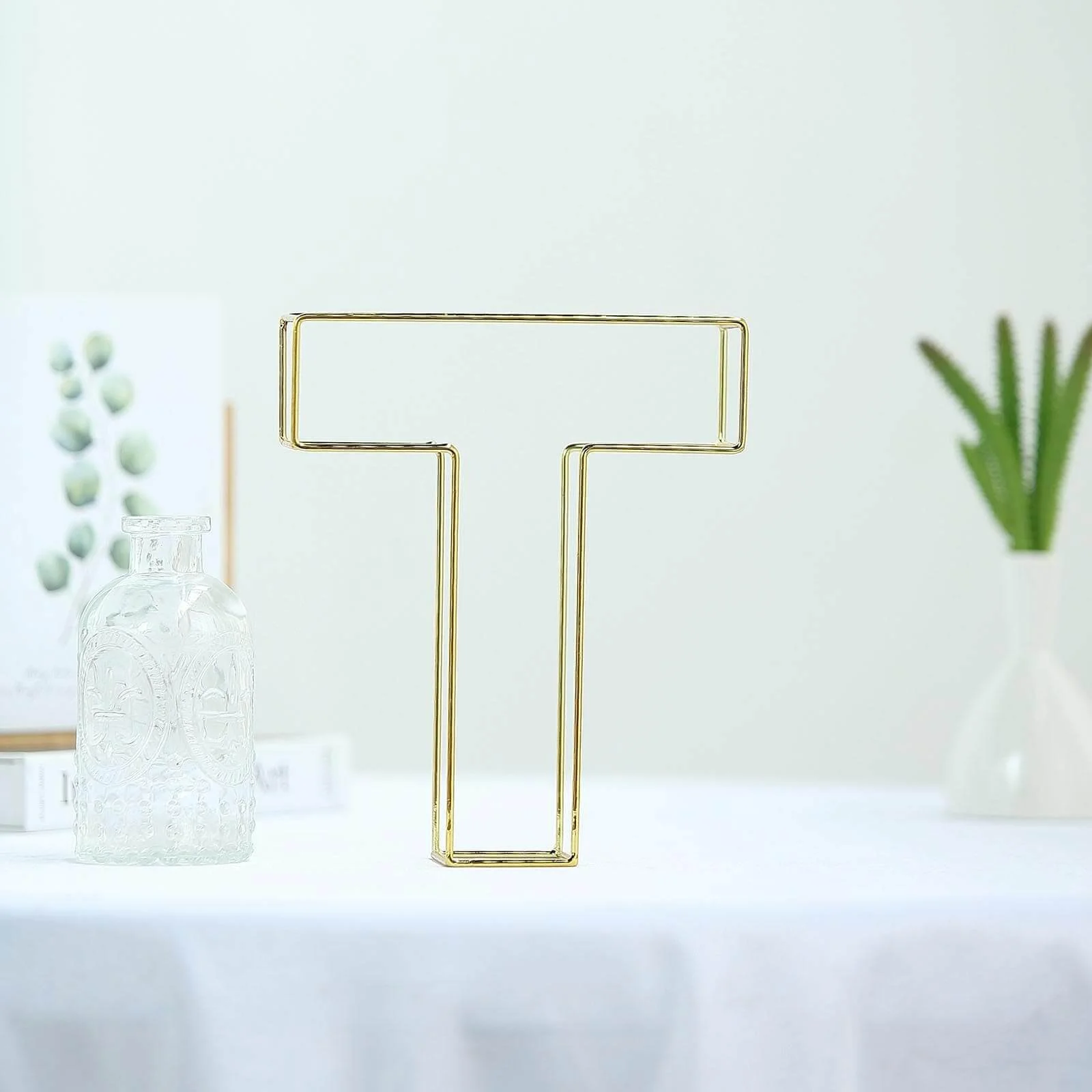Gold Freestanding 3D Decorative Wire "T" Letter, Wedding Centerpiece 8" Tall - Image 9