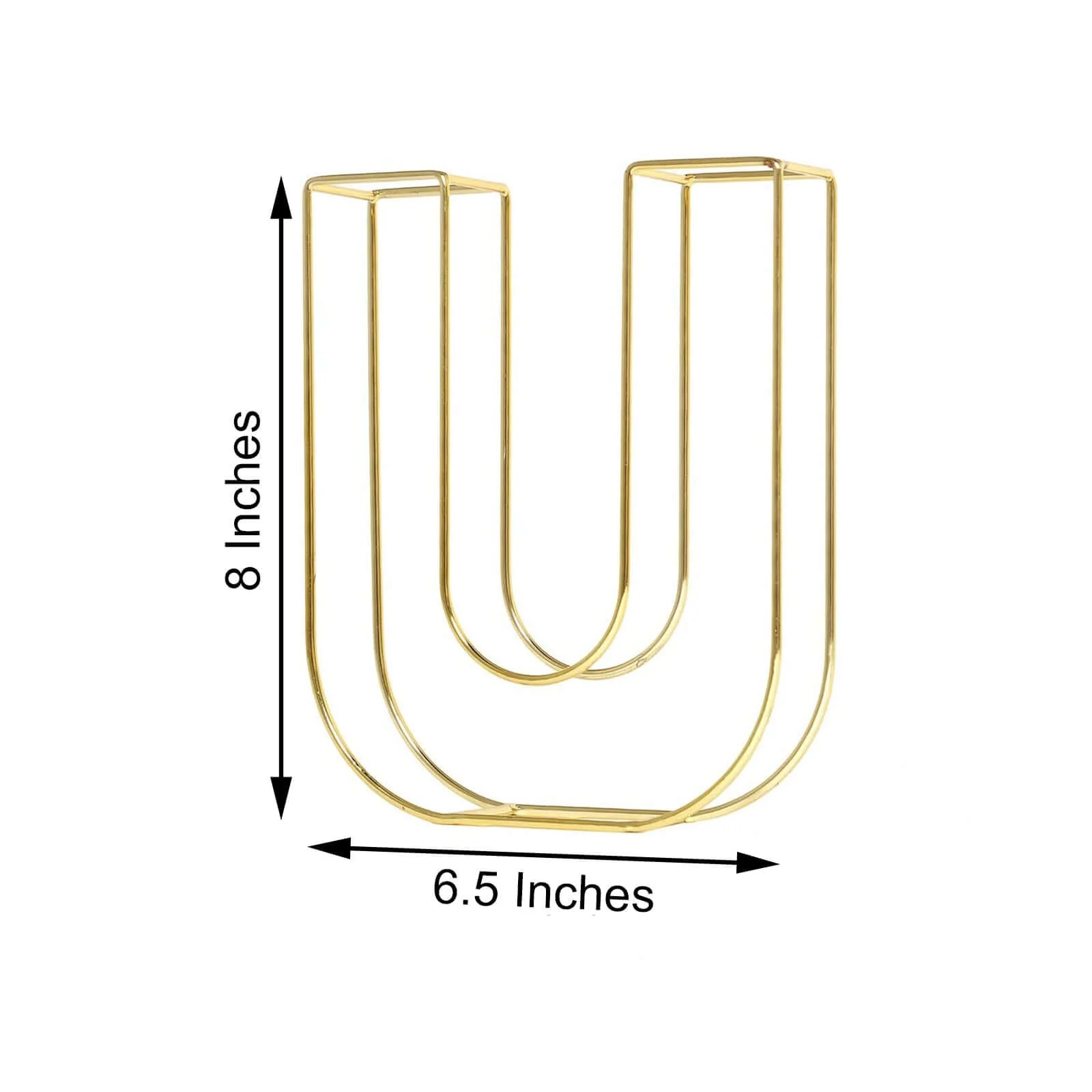Gold Freestanding 3D Decorative Wire "U" Letter, Wedding Centerpiece 8" Tall - Image 3