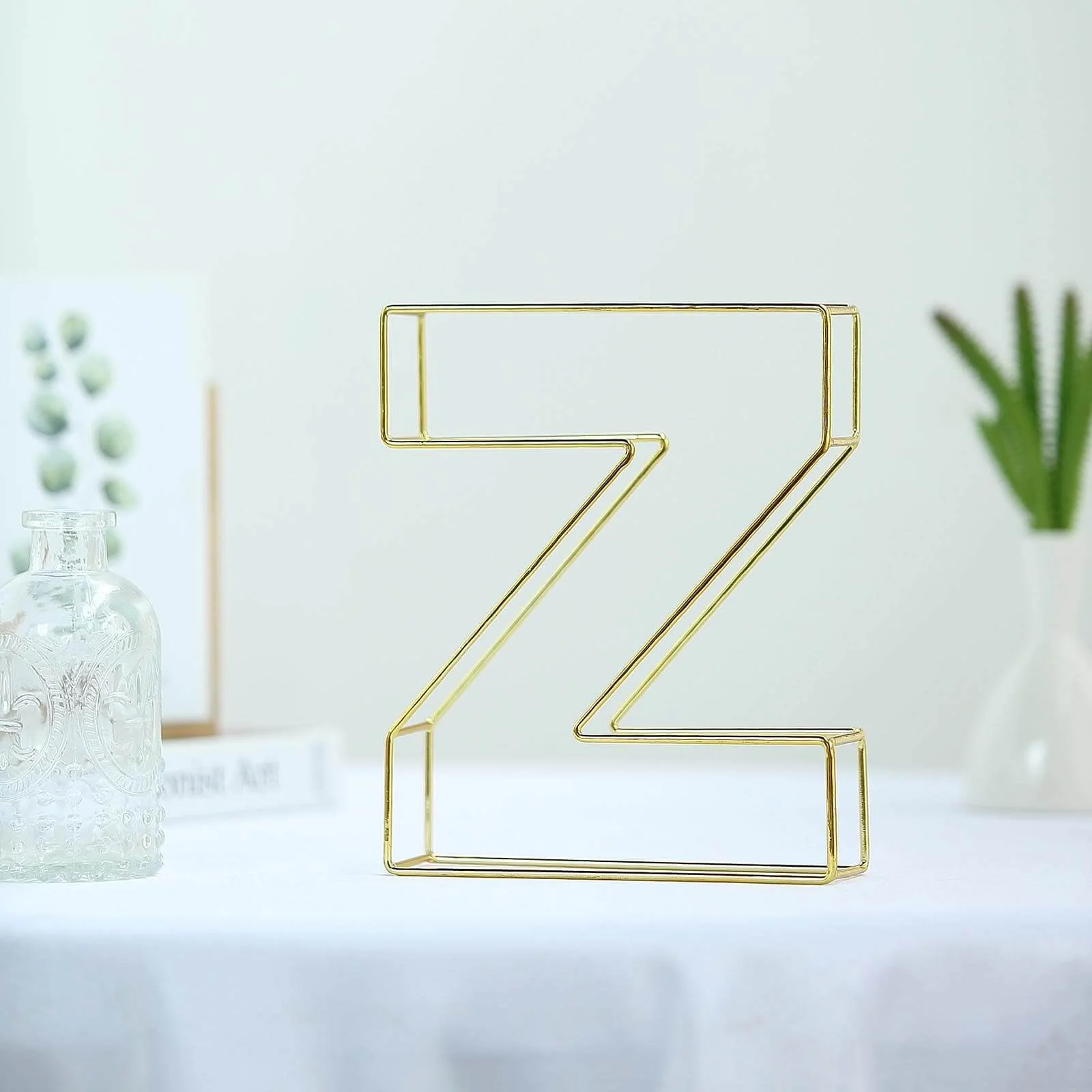 Gold Freestanding 3D Decorative Wire "Z" Letter, Wedding Centerpiece 8" Tall - Image 11