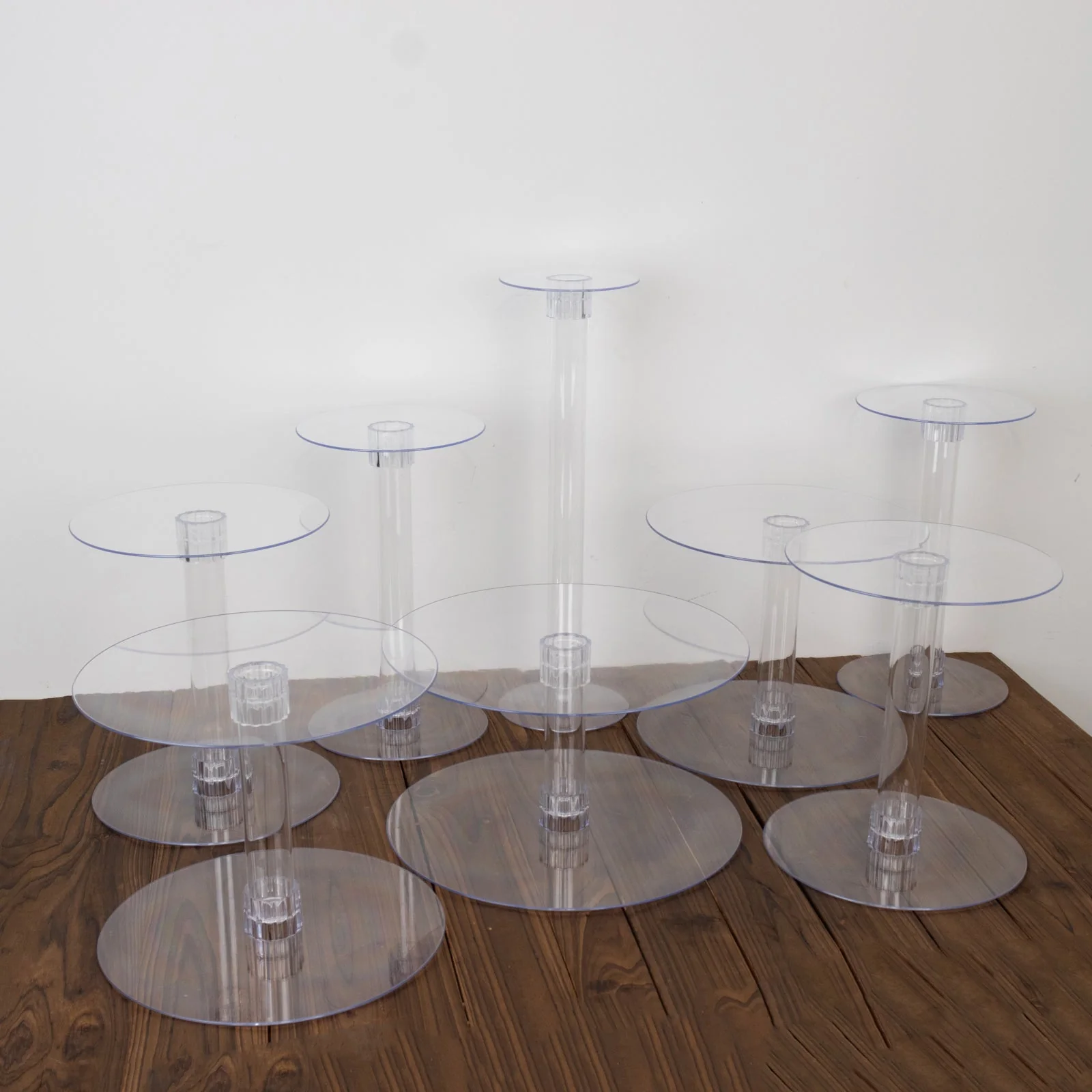 8-Tier Acrylic Cake Stand Set Assorted Sizes Clear - Sleek Reusable Cupcake Holder Dessert Pedestal Centerpiece Risers for Special Events & Catering Displays - Image 2
