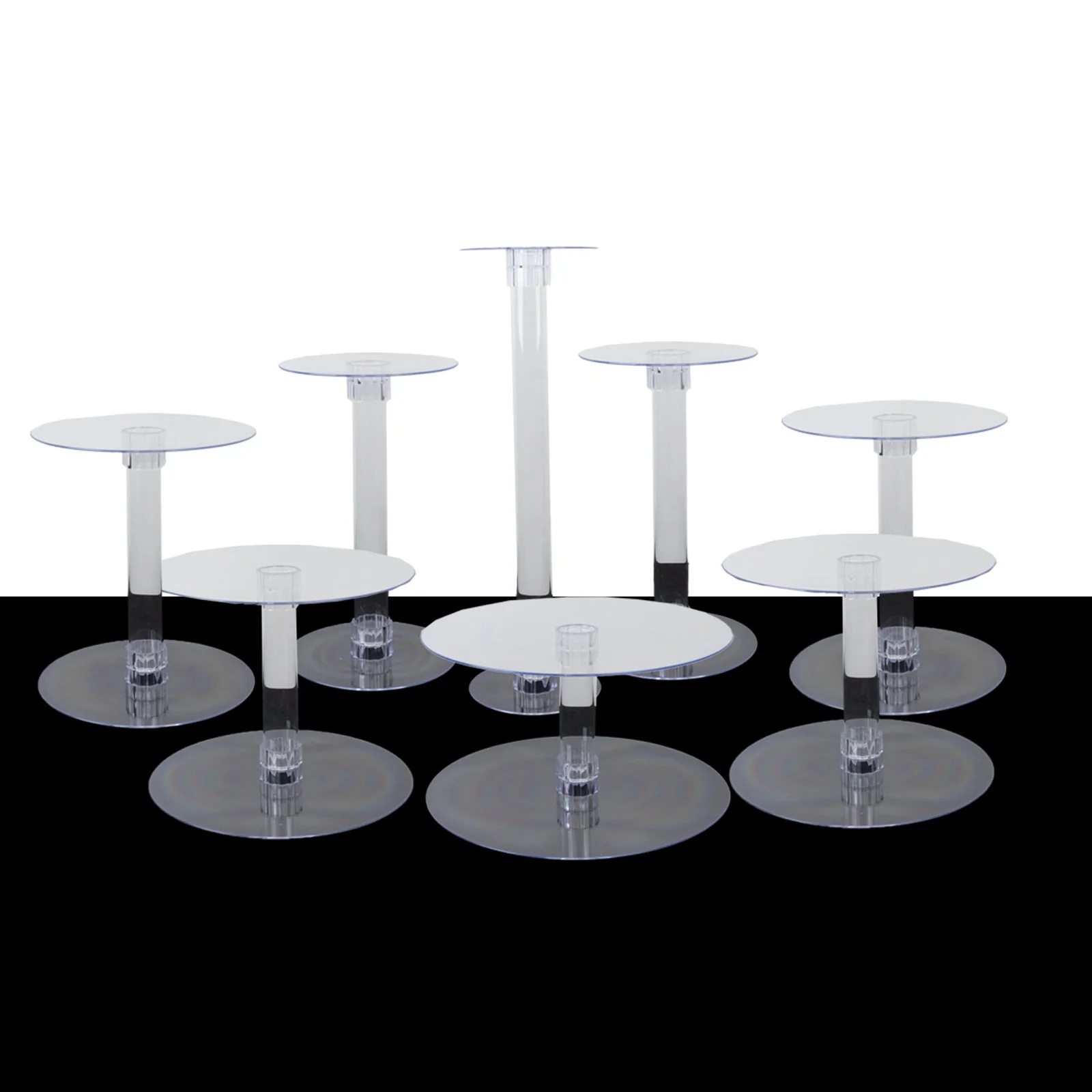 8-Tier Acrylic Cake Stand Set Assorted Sizes Clear - Sleek Reusable Cupcake Holder Dessert Pedestal Centerpiece Risers for Special Events & Catering Displays - Image 3