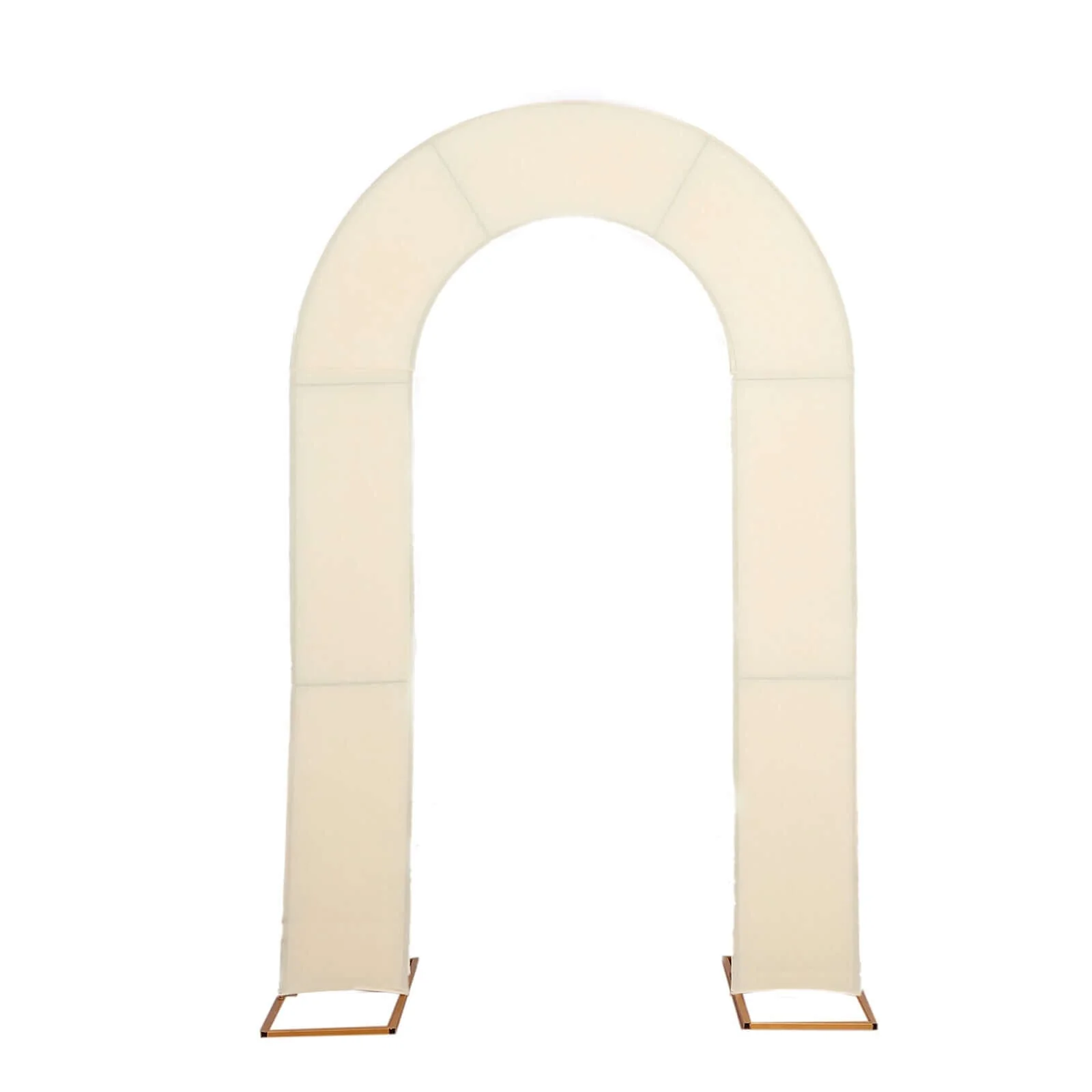 Beige Spandex Fitted Open Arch Backdrop Cover, Double-Sided U-Shaped Wedding Arch Slipcover 8ft - Image 7