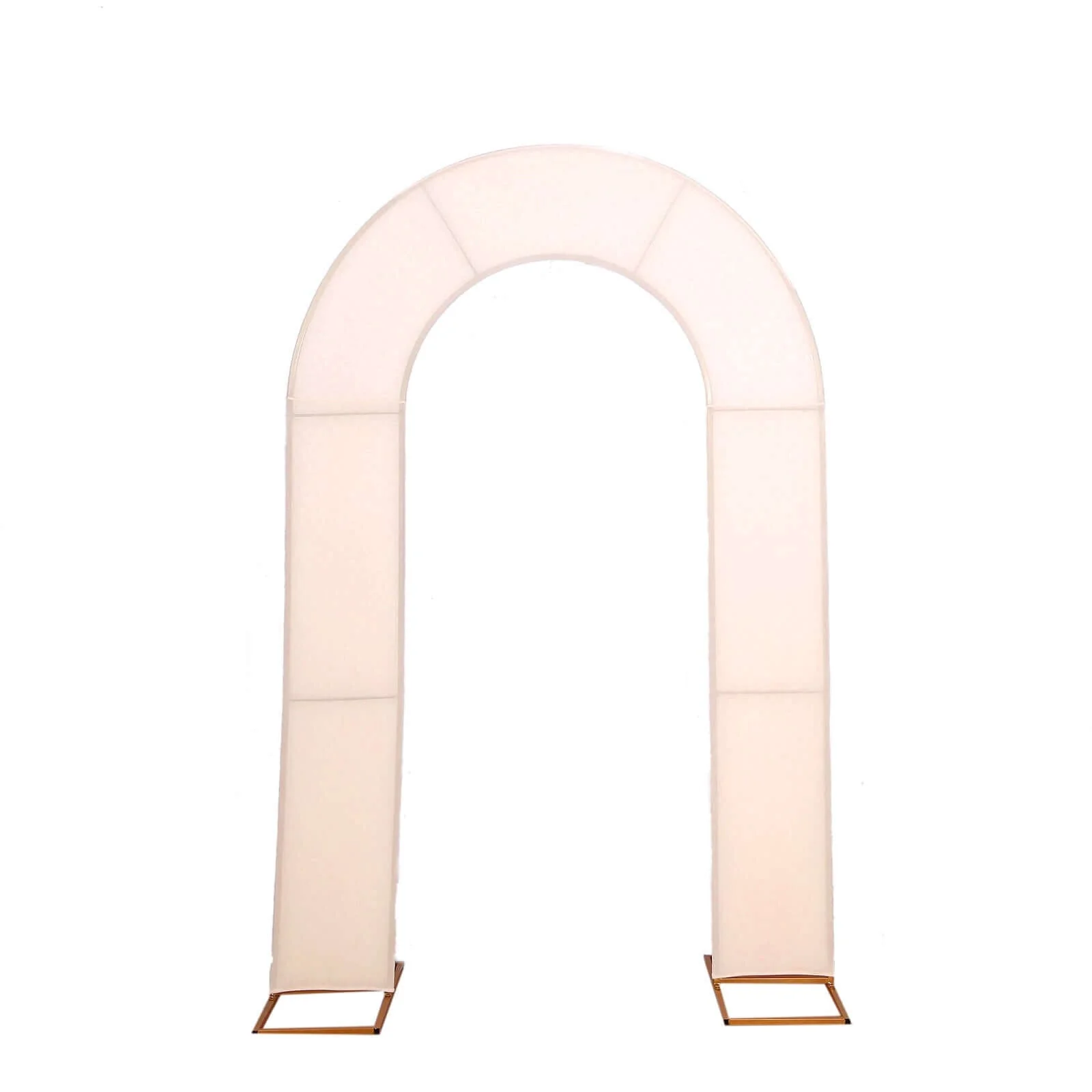 Blush Spandex Fitted Open Arch Backdrop Cover, Double-Sided U-Shaped Wedding Arch Slipcover 8ft - Image 7