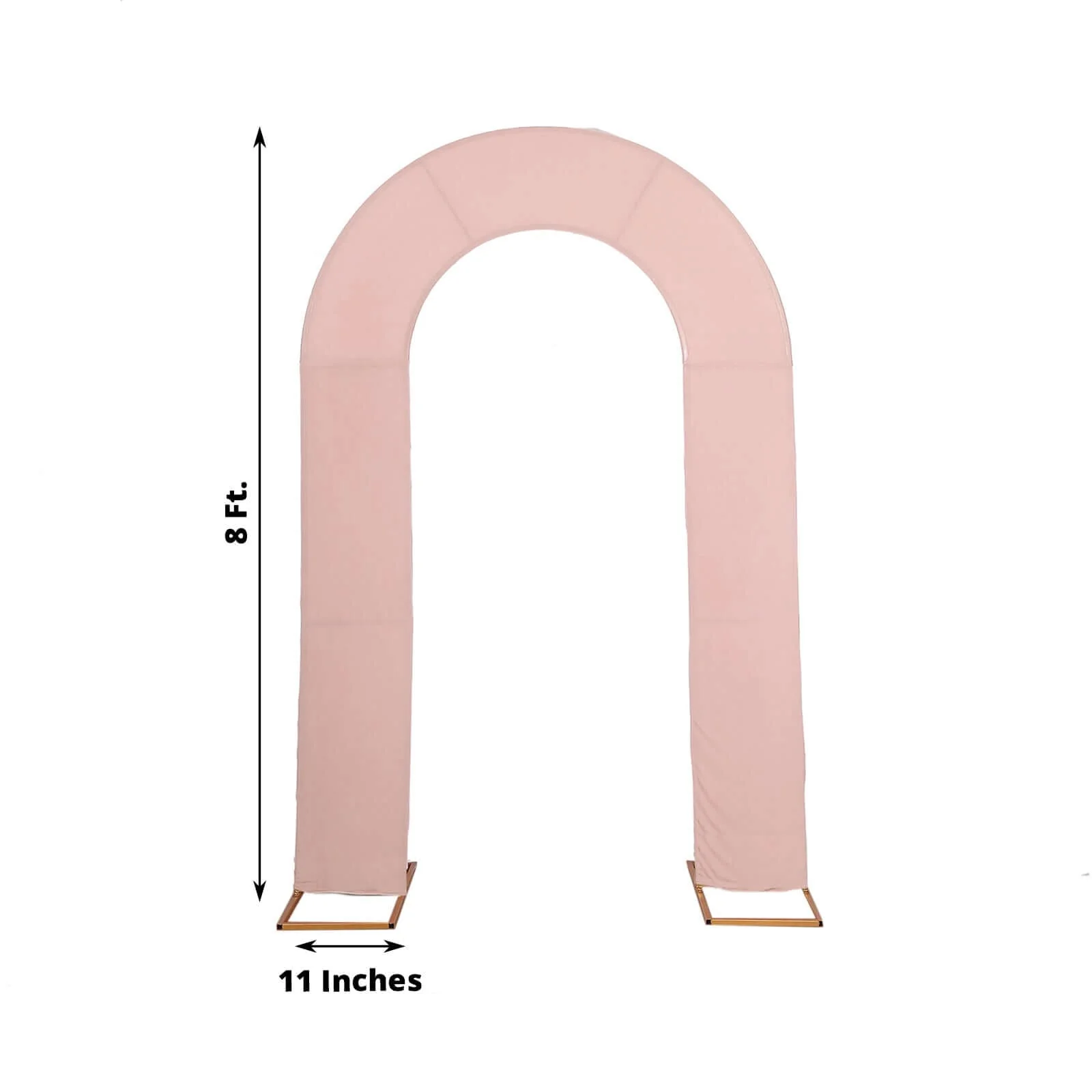 Dusty Rose Spandex Fitted Open Arch Backdrop Cover, Double-Sided U-Shaped Wedding Arch Slipcover 8ft - Image 3