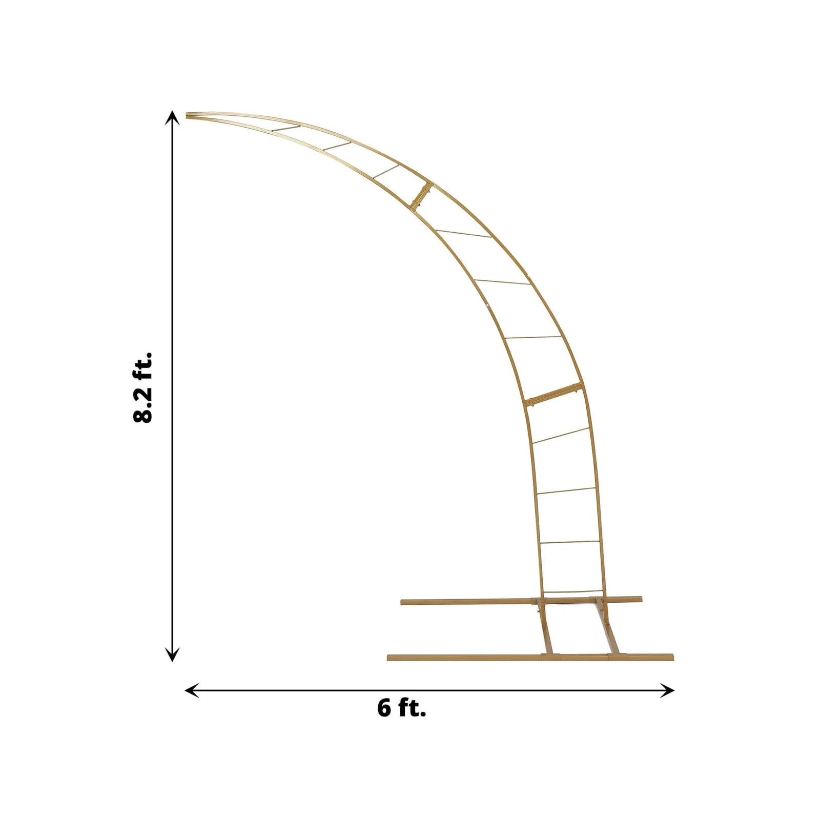 Gold Metal Half Crescent Moon Wedding Arch Flower Stand, Curved Arbor Balloon Frame 8ft - Image 3