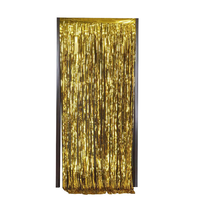 Gold Metallic Tinsel Foil Fringe Doorway Curtain Party Backdrop 8ft - Image 6