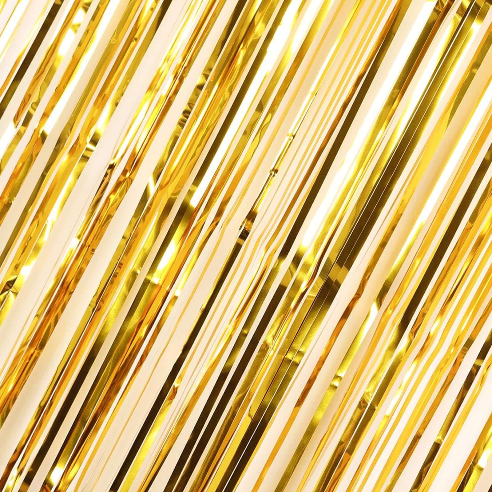 Gold Metallic Tinsel Foil Fringe Doorway Curtain Party Backdrop 8ft - Image 8