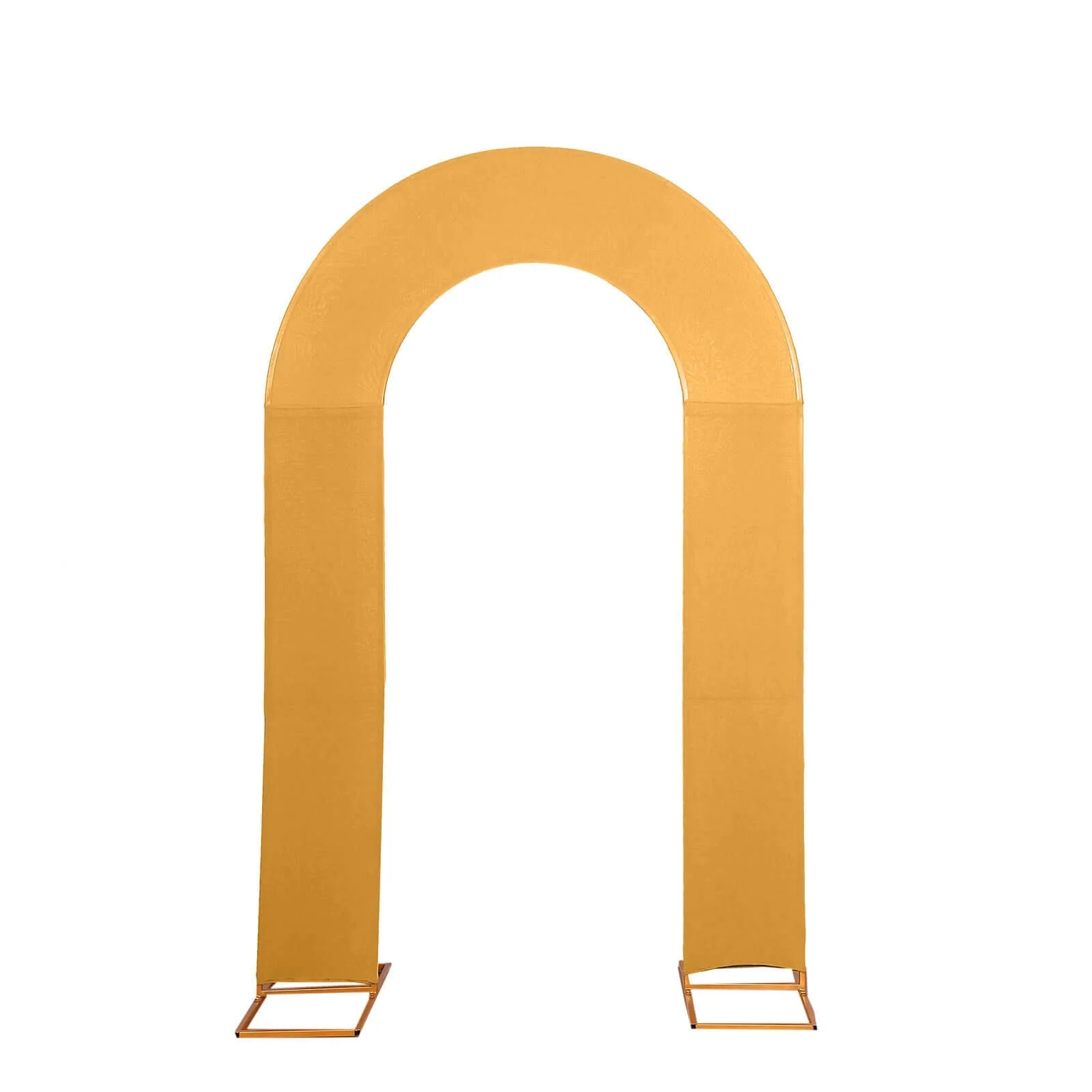 Gold Spandex Fitted Open Arch Backdrop Cover, Double-Sided U-Shaped Wedding Arch Slipcover 8ft - Image 7