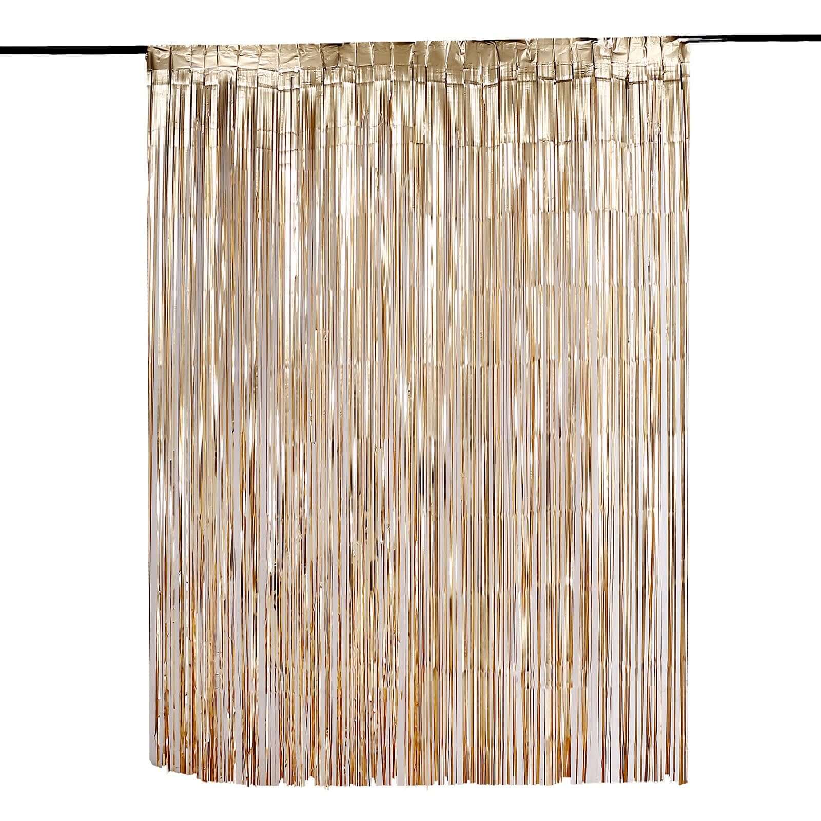 Matte Gold Metallic Tinsel Foil Fringe Doorway Curtain Party Backdrop 8ft - Image 6