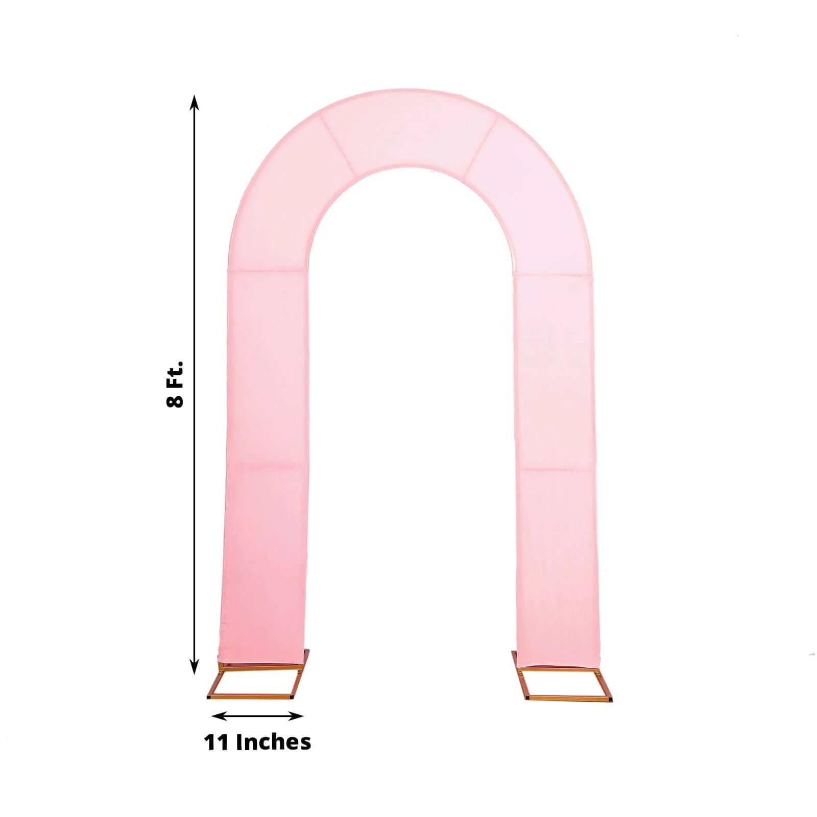 Pink Spandex Fitted Open Arch Backdrop Cover, Double-Sided U-Shaped Wedding Arch Slipcover 8ft - Image 3