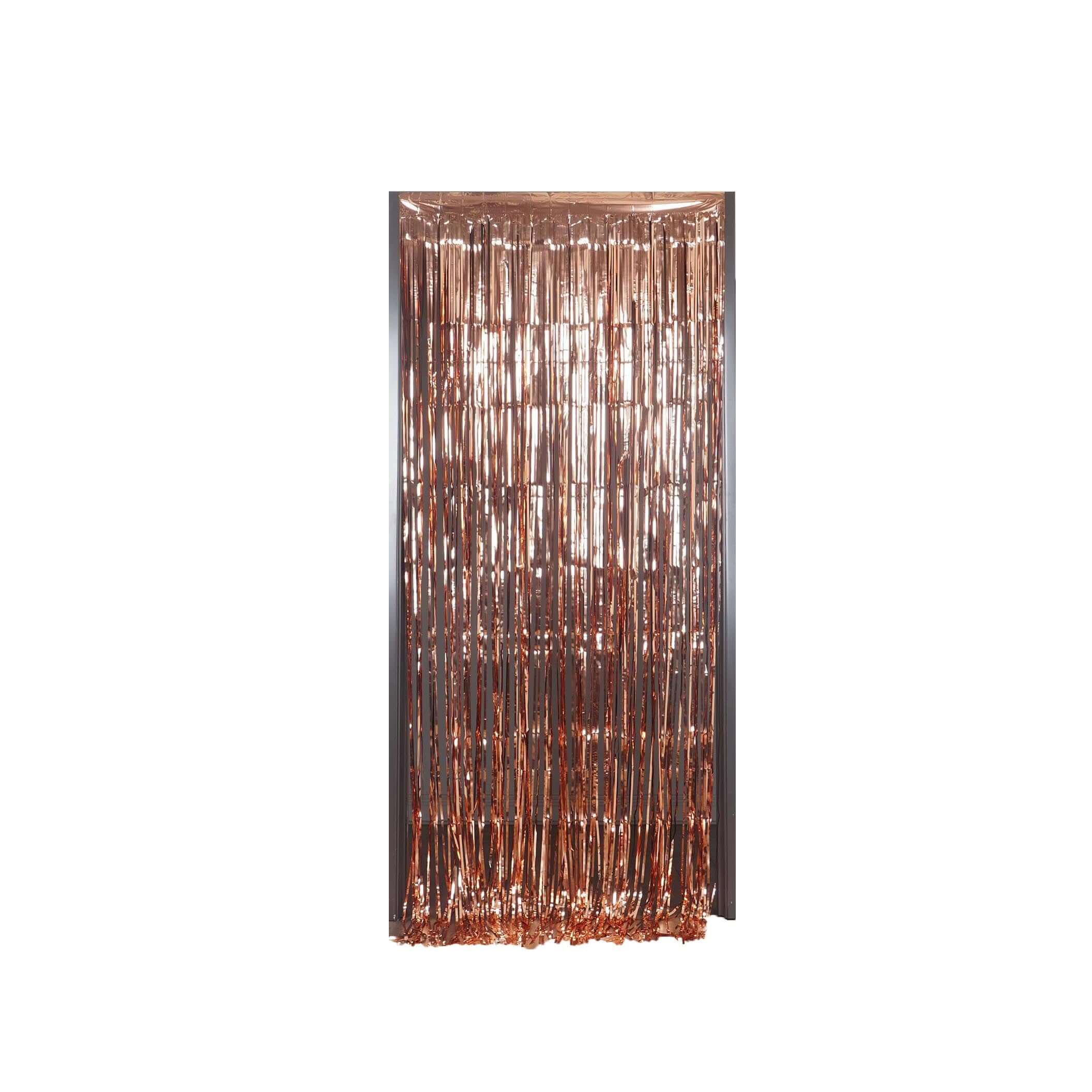 Rose Gold Metallic Tinsel Foil Fringe Doorway Curtain Party Backdrop 8ft - Image 6
