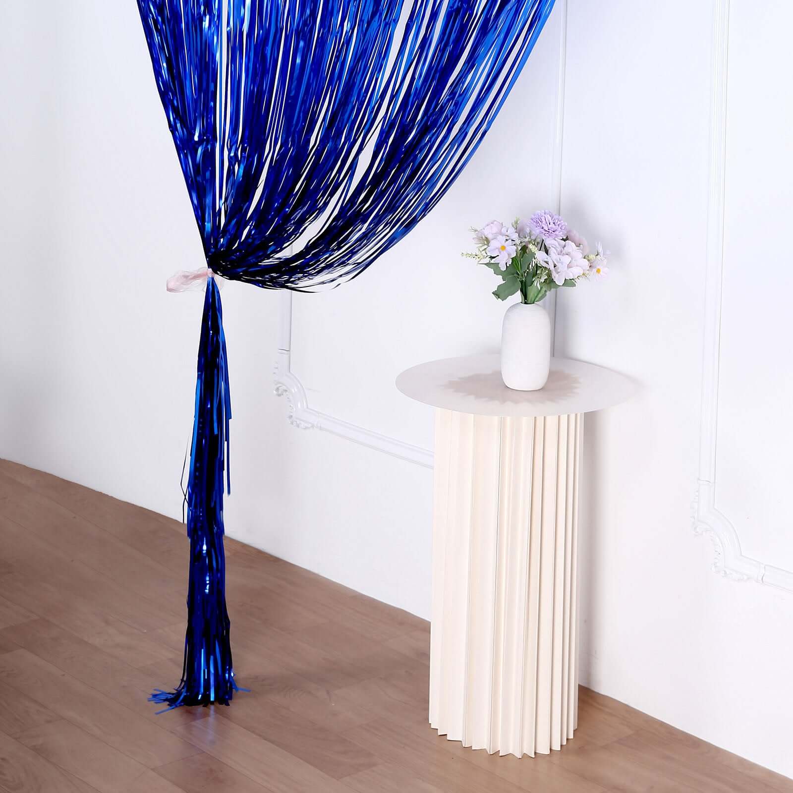 Royal Blue Metallic Tinsel Foil Fringe Doorway Curtain Party Backdrop 8ft - Image 8