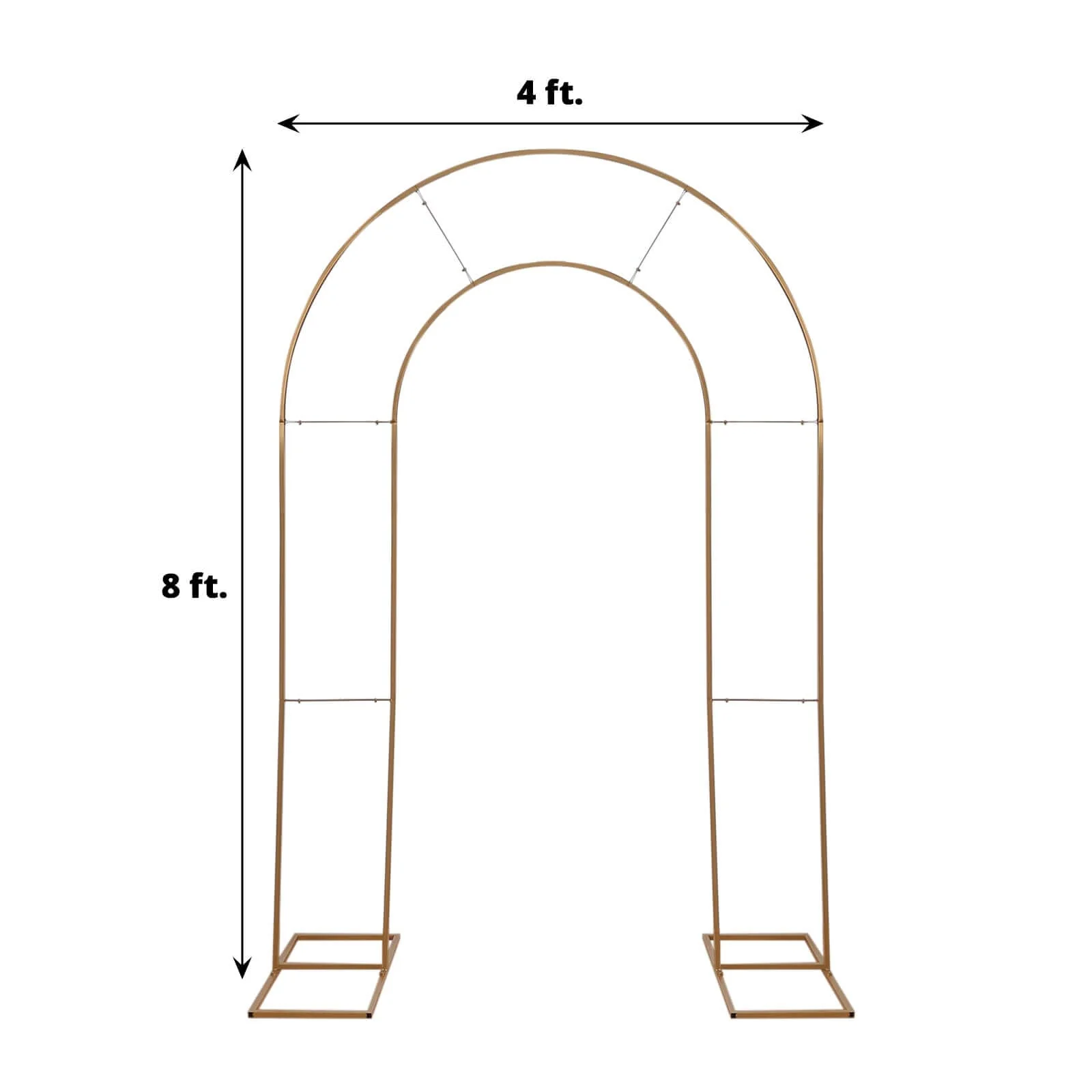 Gold Metal Round Top Double Arch Wedding Backdrop Stand, Flower Balloon Frame Ceremony Arbor 8ft Tall - Image 3