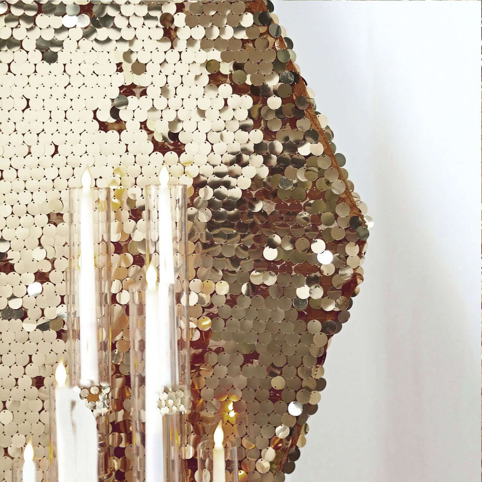 Gold Big Payette Sequin Sparkly Hexagon Wedding Arch Cover 8ftx7ft - Image 8