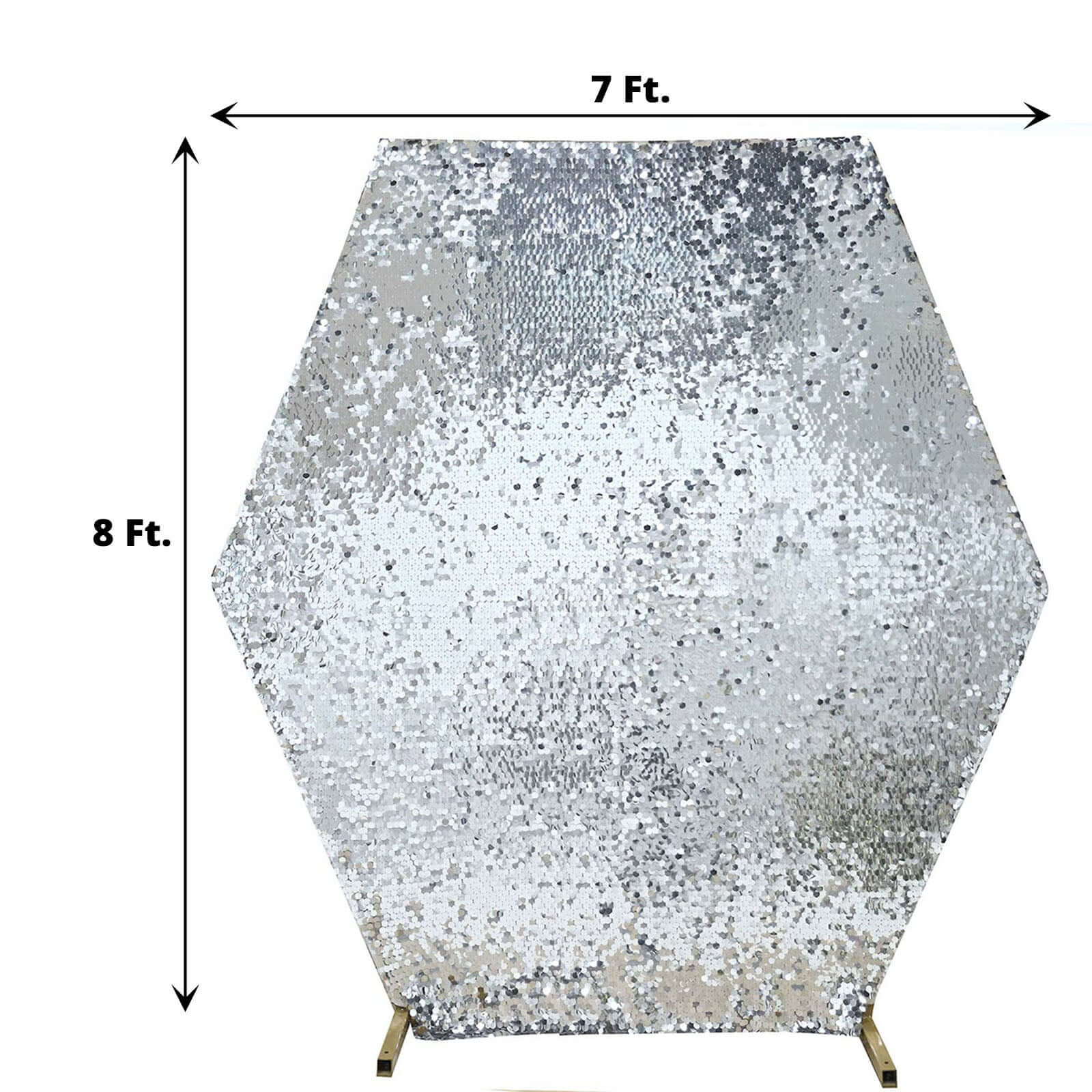 Silver Big Payette Sequin Sparkly Hexagon Wedding Arch Cover 8ftx7ft - Image 3