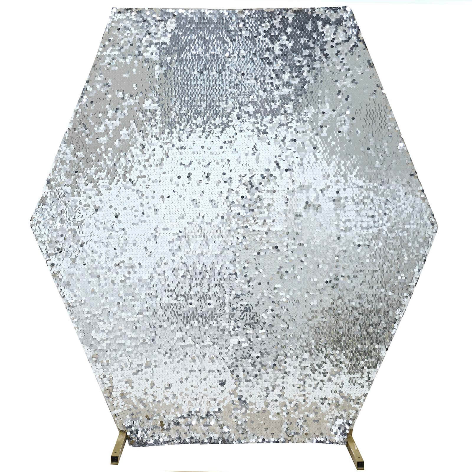 Silver Big Payette Sequin Sparkly Hexagon Wedding Arch Cover 8ftx7ft - Image 6