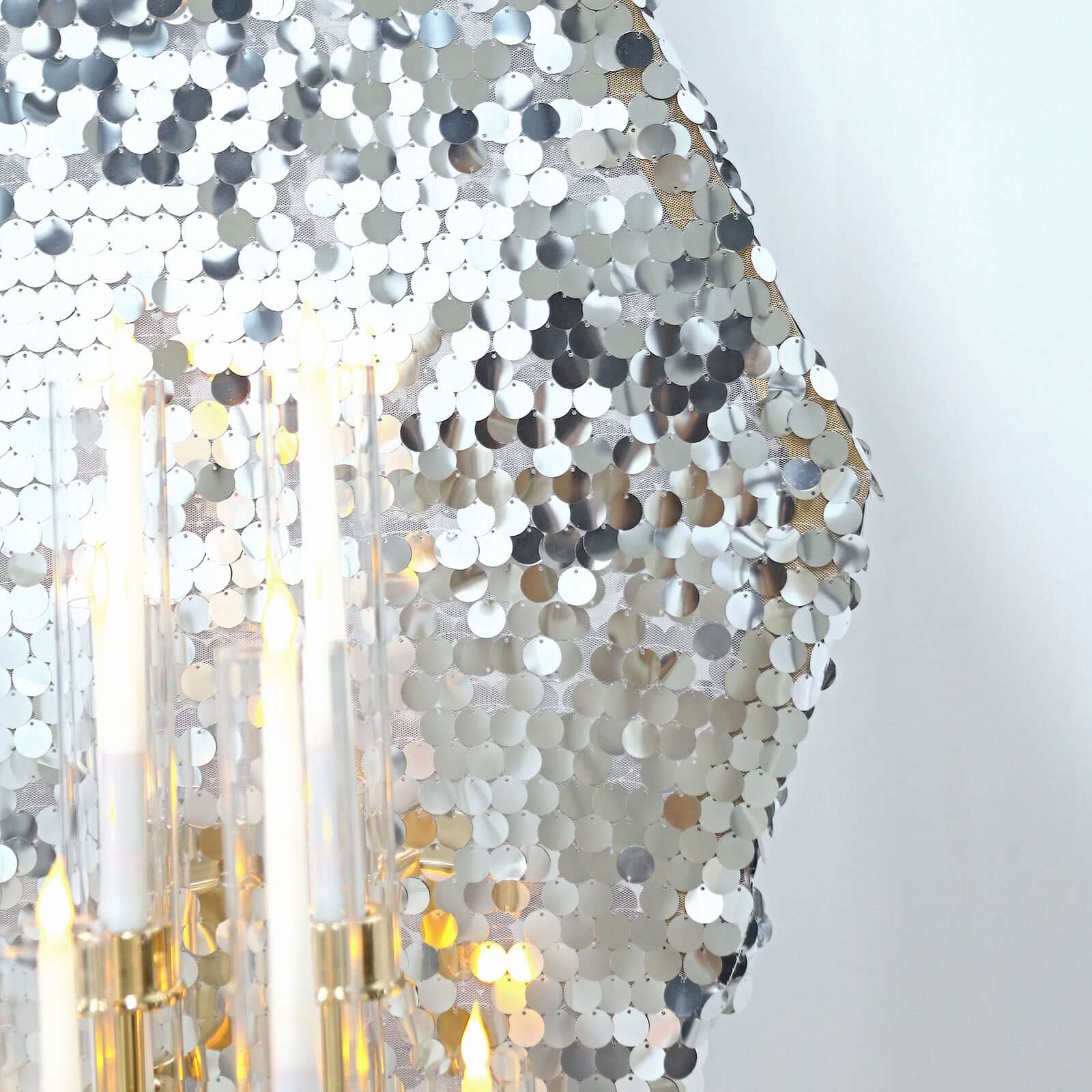 Silver Big Payette Sequin Sparkly Hexagon Wedding Arch Cover 8ftx7ft - Image 8