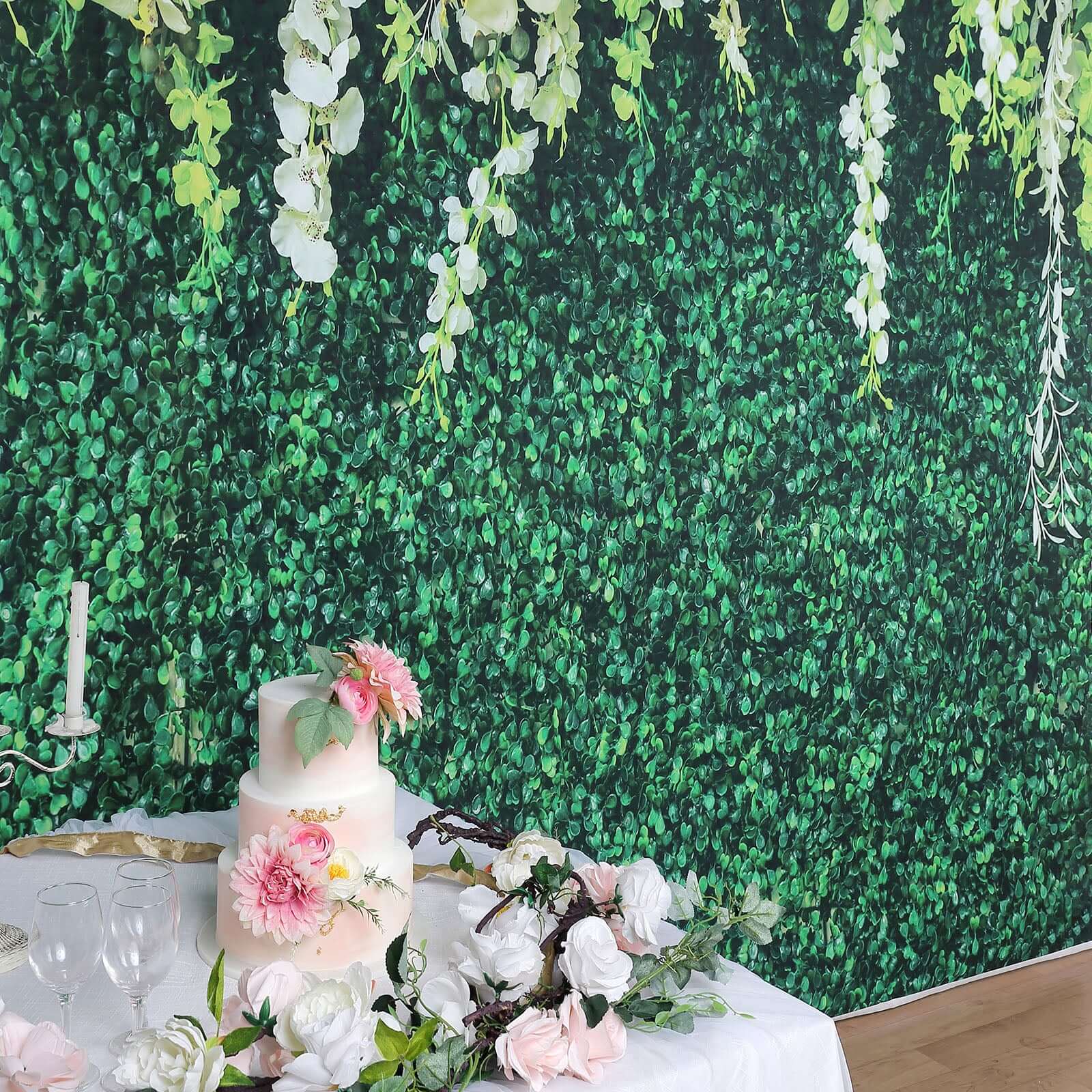 Greenery Grass and Vines Print Vinyl Photo Shoot Backdrop 8ftx8ft - Image 2