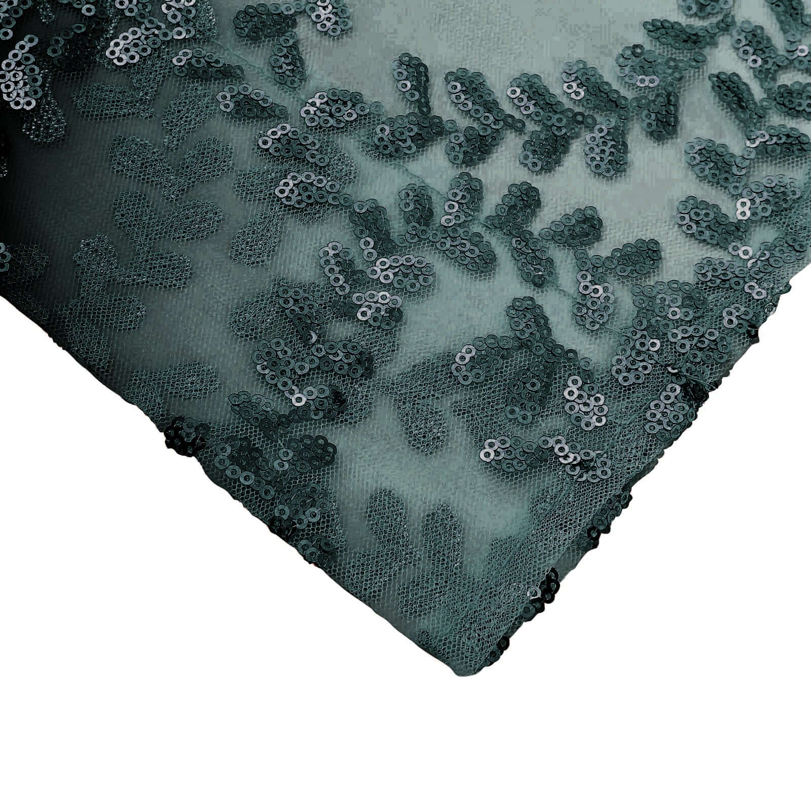 Hunter Emerald Green Embroider Sequin Backdrop Drape Curtain, Sparkly Sheer Event Divider Panel With Embroidery Leaf - 8ftx8ft - Image 8