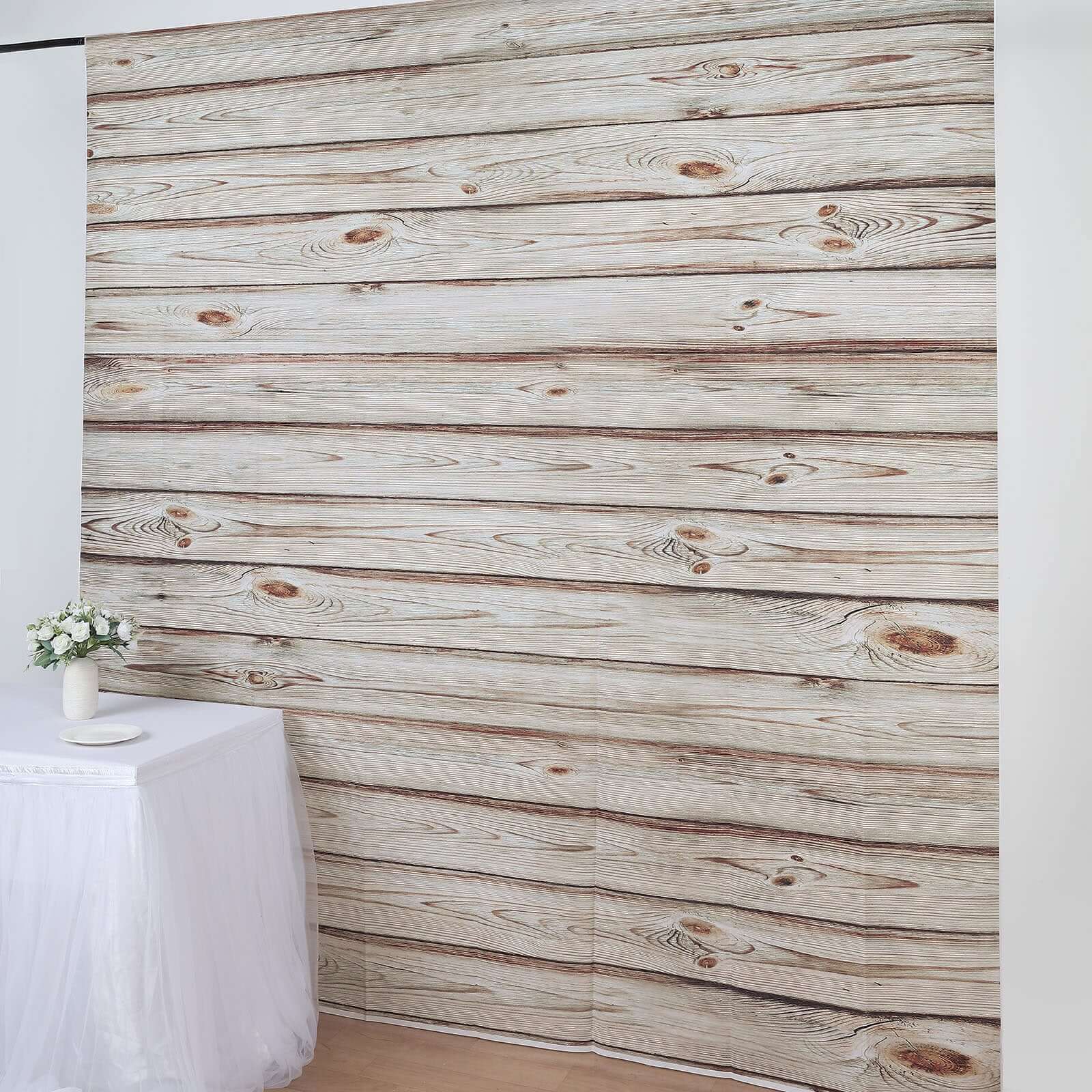 Rustic White Washed Wood Panel Vinyl Photography Backdrop, Party Photo Booth Background 8ftx8ft - Image 2