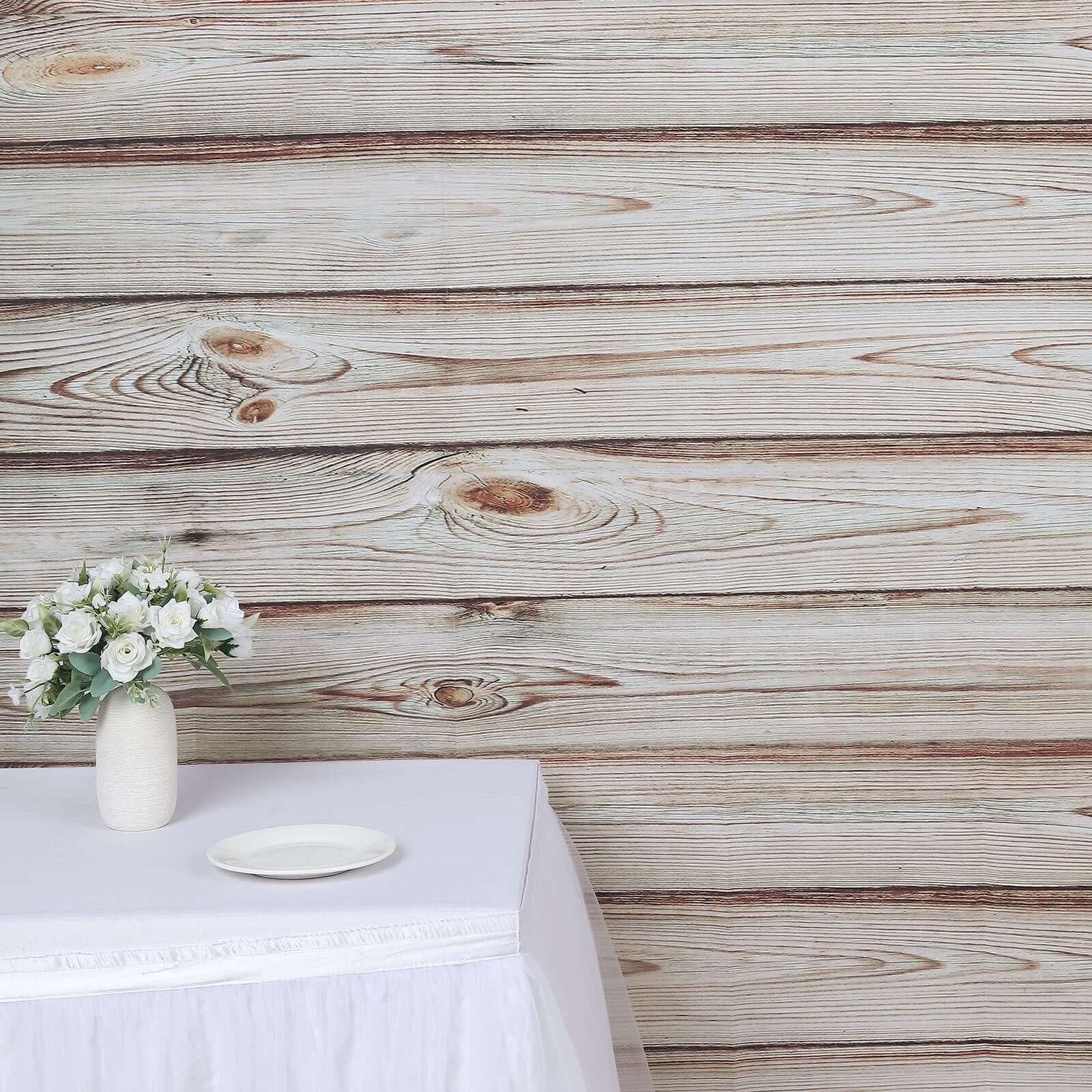 Rustic White Washed Wood Panel Vinyl Photography Backdrop, Party Photo Booth Background 8ftx8ft - Image 6
