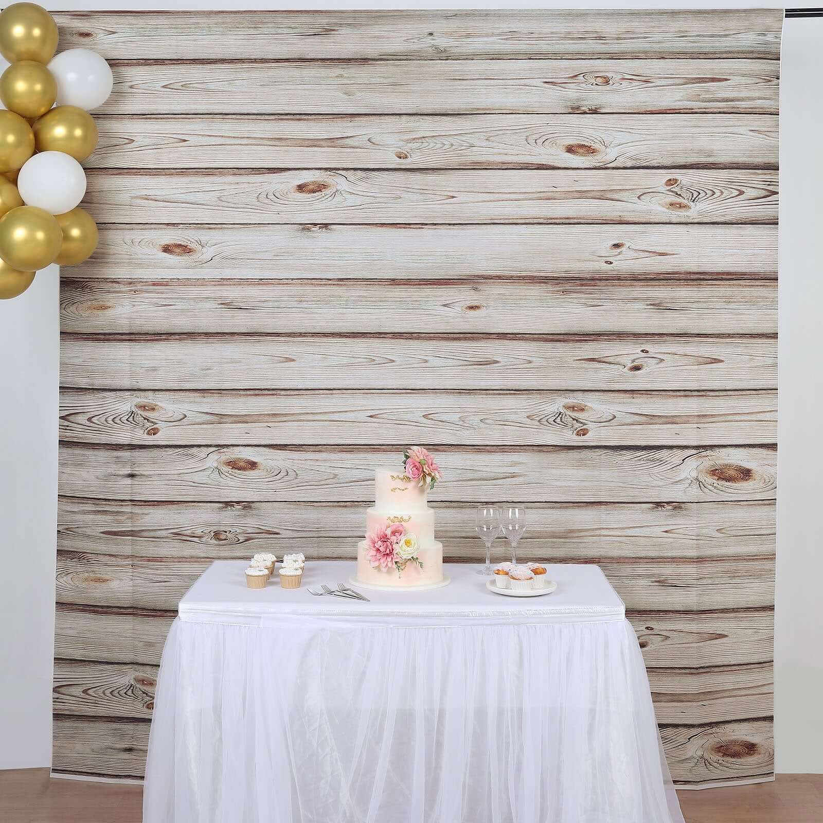 Rustic White Washed Wood Panel Vinyl Photography Backdrop, Party Photo Booth Background 8ftx8ft - Image 8