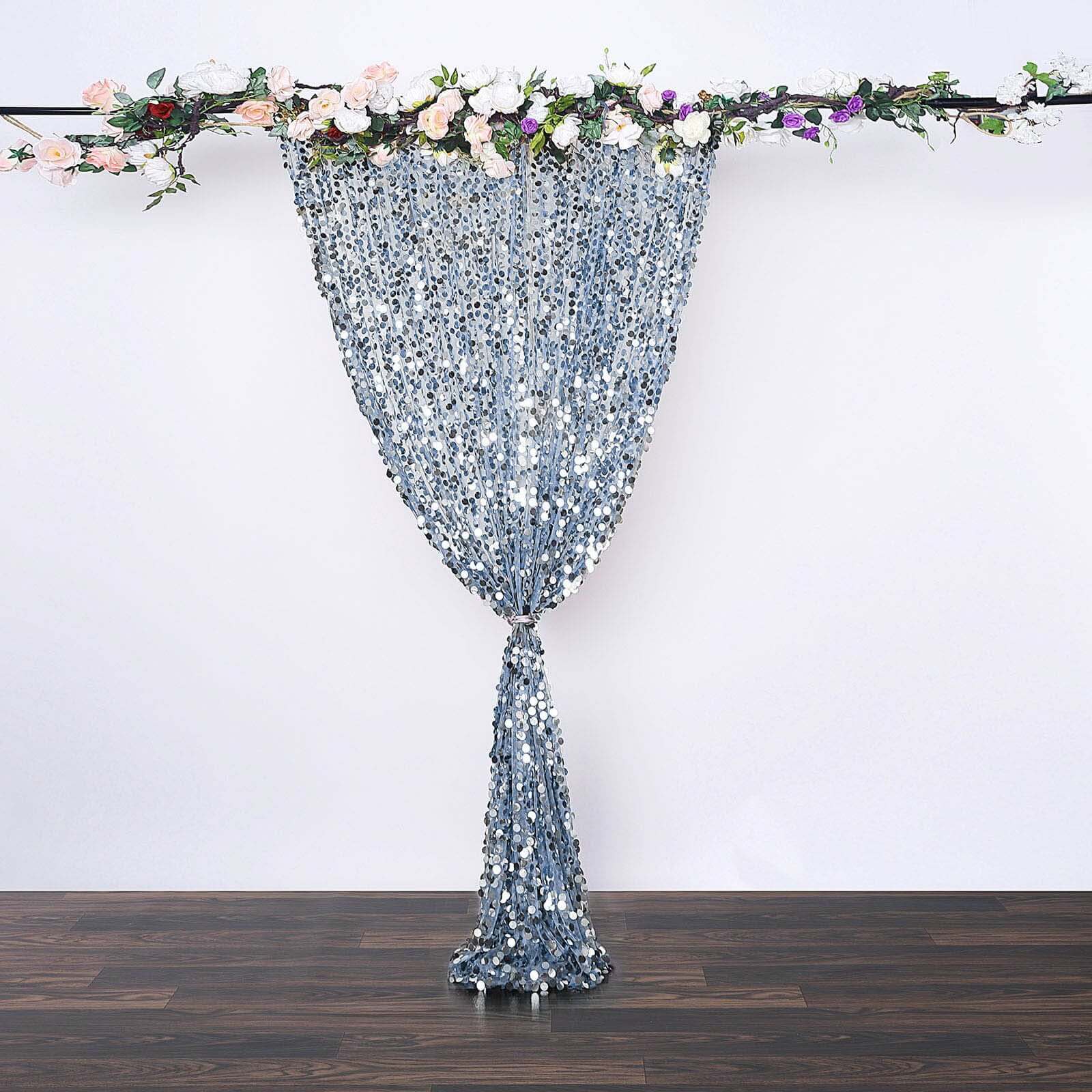 Dusty Blue Big Payette Sequin Backdrop Drape Curtain, Photo Booth Event Divider Panel - 8ftx8ft - Image 2