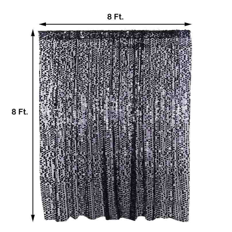 Black Big Payette Sequin Backdrop Drape Curtain, Photo Booth Event Divider Panel - 8ftx8ft - Image 3