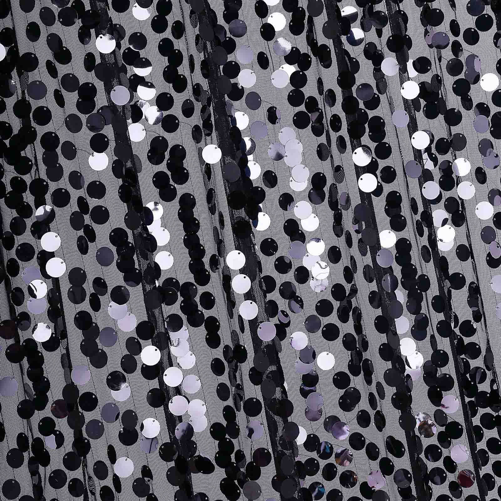Black Big Payette Sequin Backdrop Drape Curtain, Photo Booth Event Divider Panel - 8ftx8ft - Image 8