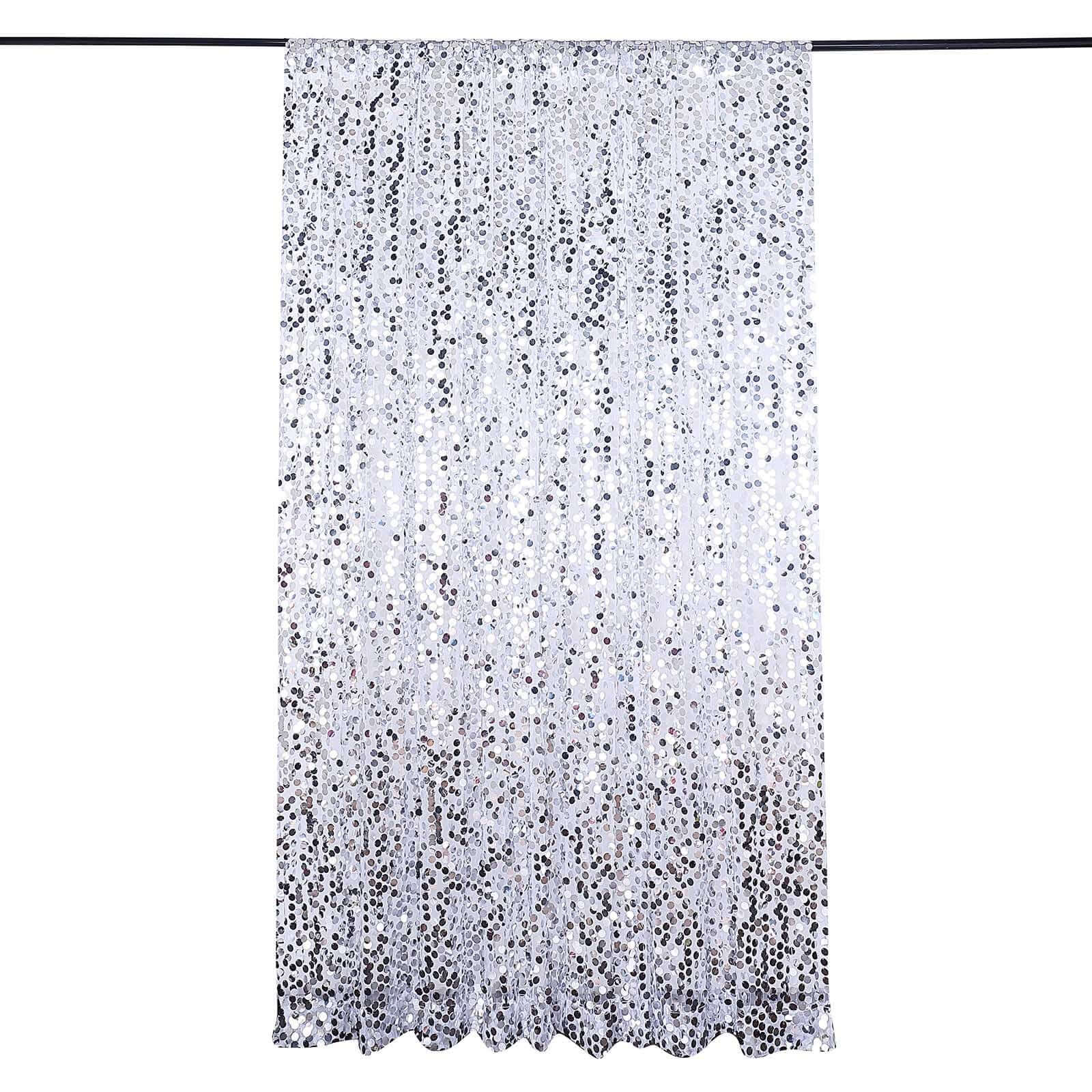 Silver Big Payette Sequin Backdrop Drape Curtain, Photo Booth Event Divider Panel - 8ftx8ft - Image 7