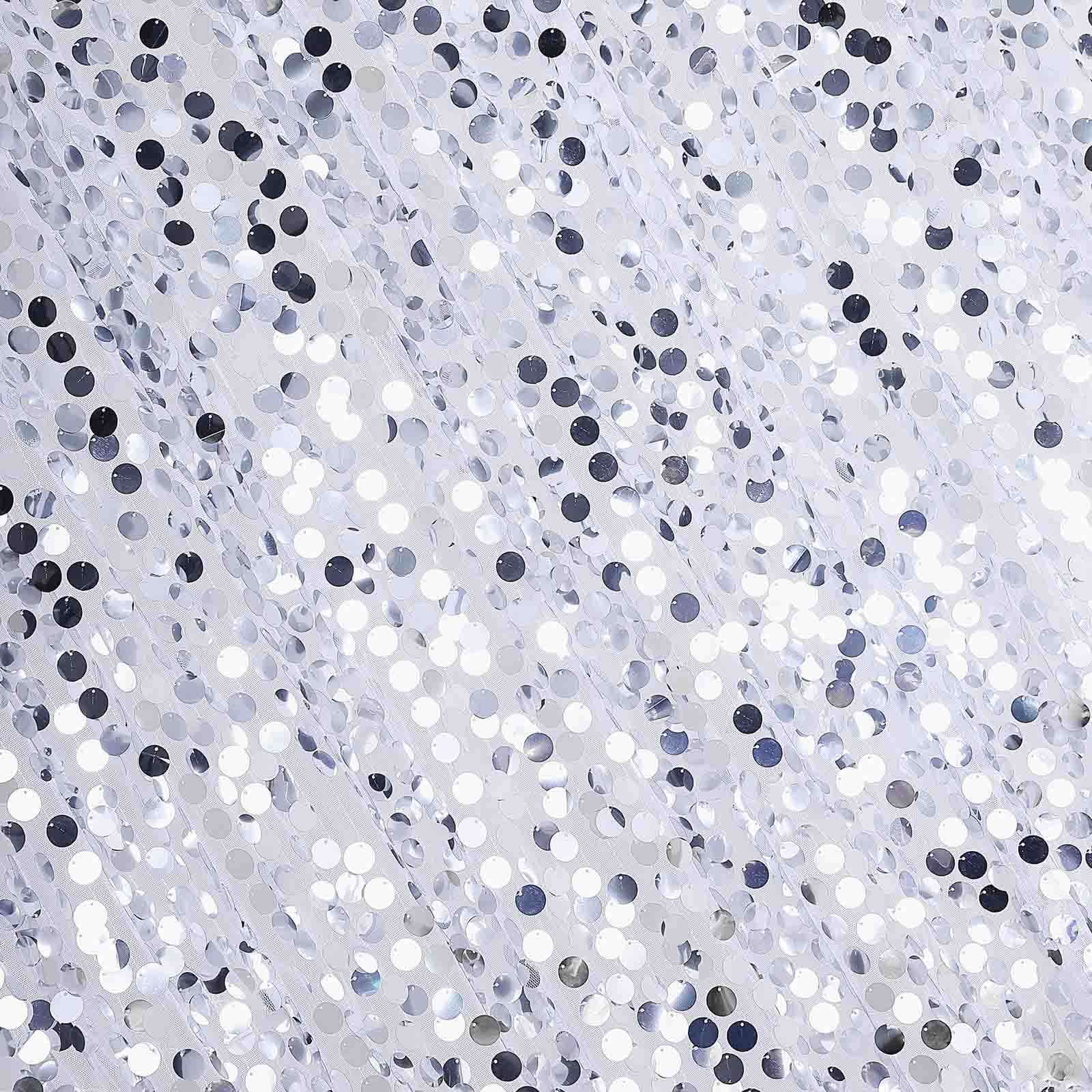 Silver Big Payette Sequin Backdrop Drape Curtain, Photo Booth Event Divider Panel - 8ftx8ft - Image 8