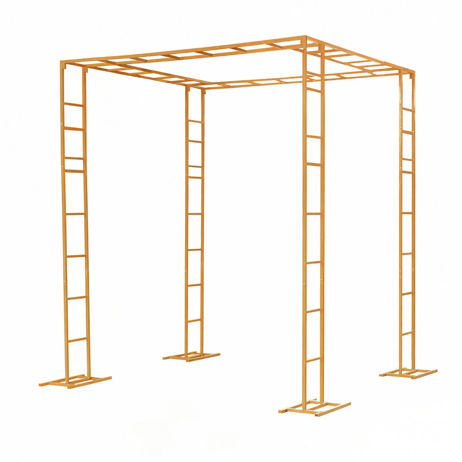 Gold Metal Event Arch & Canopy Frame – Rectangular 8ft x 10ft Heavy-Duty 4-Post Ladder-Style Backdrop Stand, Height Adjustable & Portable - Image 2