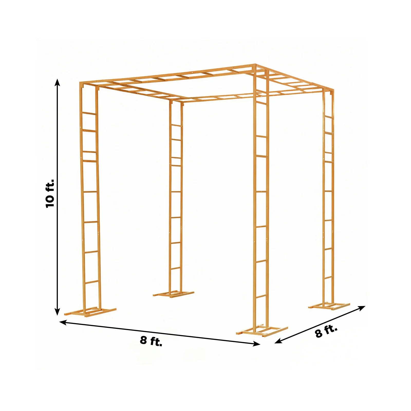 Gold Metal Event Arch & Canopy Frame – Rectangular 8ft x 10ft Heavy-Duty 4-Post Ladder-Style Backdrop Stand, Height Adjustable & Portable - Image 3