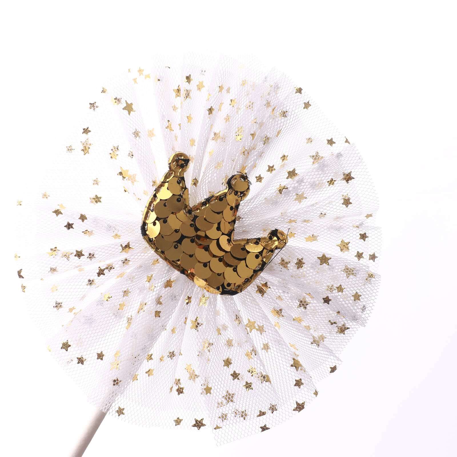 9-Pack Sequin Crown and Tutu Cupcake Cake Toppers Gold - Dazzling Princess Themed Cake Inserts DIY Party Decoration Supplies - Image 14