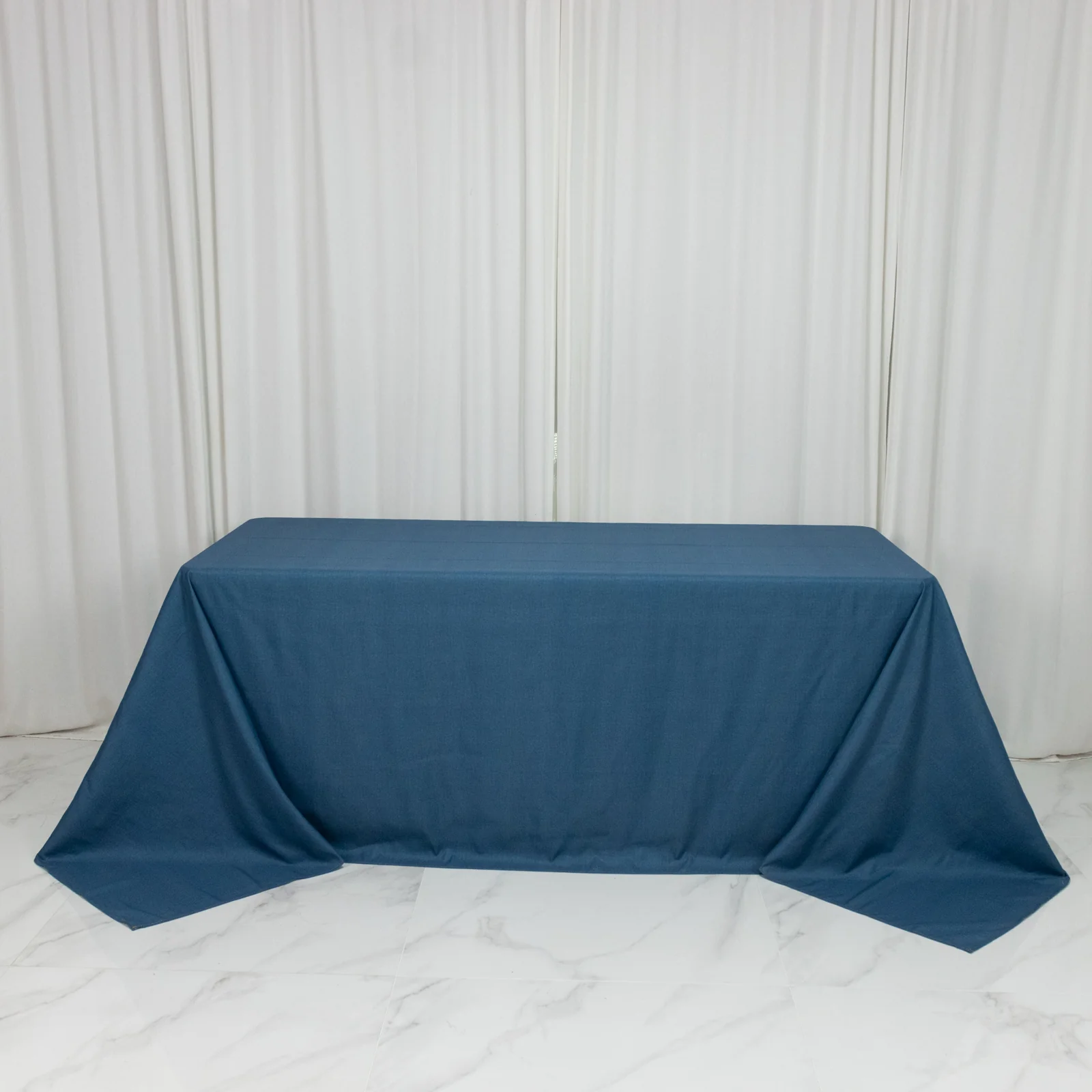 Polyester Rectangular Tablecloth 90x132" Denim Blue with Faux Denim Design – Seamless Finish for Modern Events