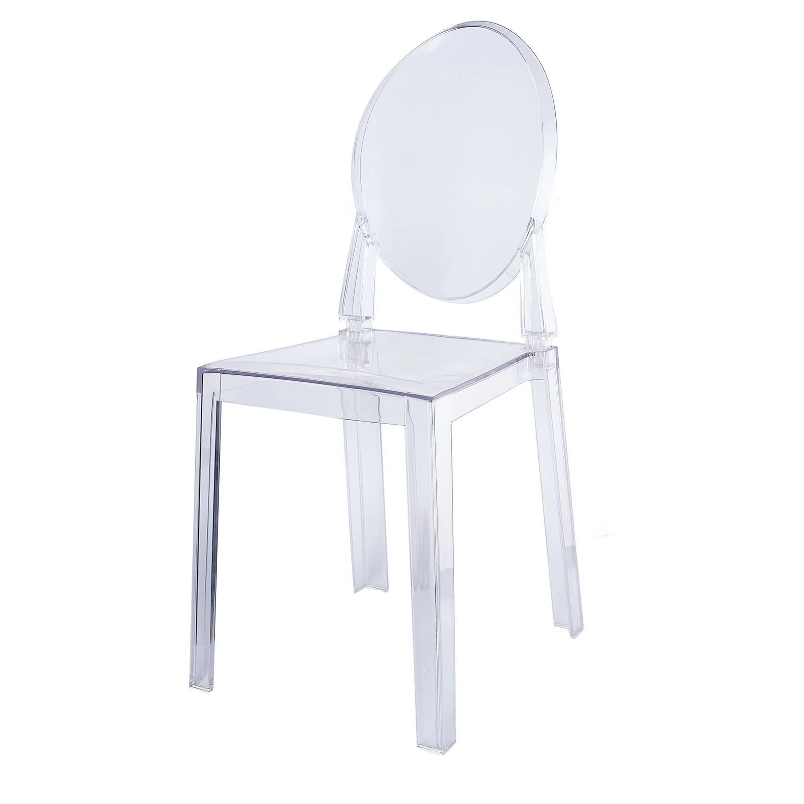 8-Pack Acrylic Banquet Ghost Chairs Clear with Oval Back – Transparent Armless Design for Sophisticated Events - Image 7