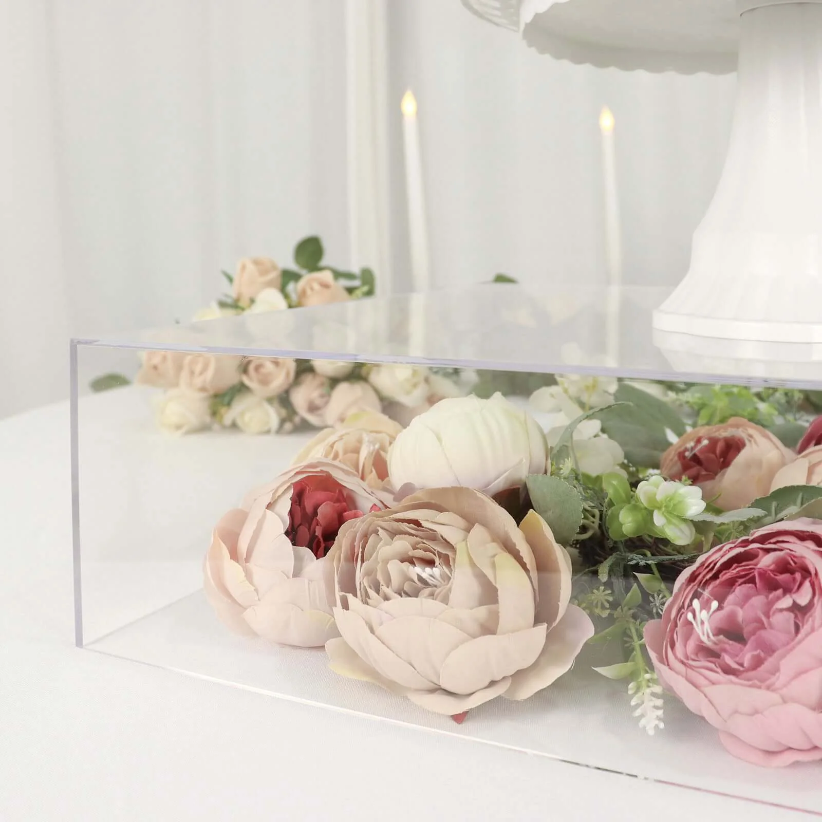 Acrylic Cake Box Stand 18"x18" Transparent Pedestal Riser Clear - Hollow Bottom for Event Displays - Image 2