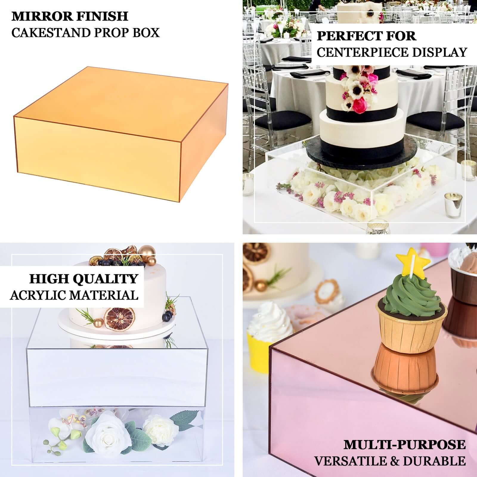 Acrylic Cake Box Stand Pedestal Riser Transparent Clear - Display for Desserts and Events 14"x14" - Image 4