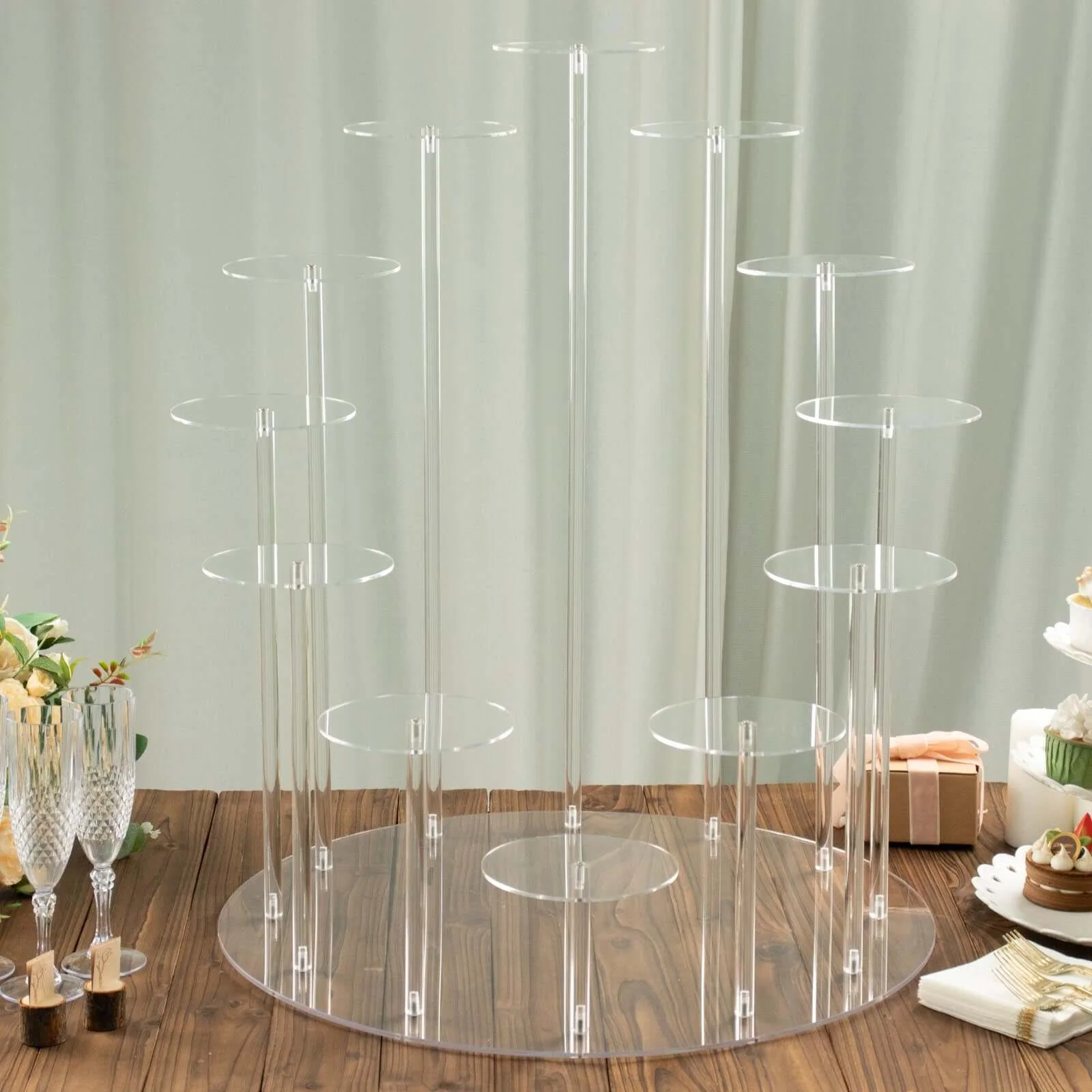 Acrylic Cake Stand with 12-Arm Tiered Cupcake Holders 29" Clear - Sturdy Multi-layer Dessert Display Tower Centerpiece for Weddings Gala Events & Dessert Buffets - Image 2